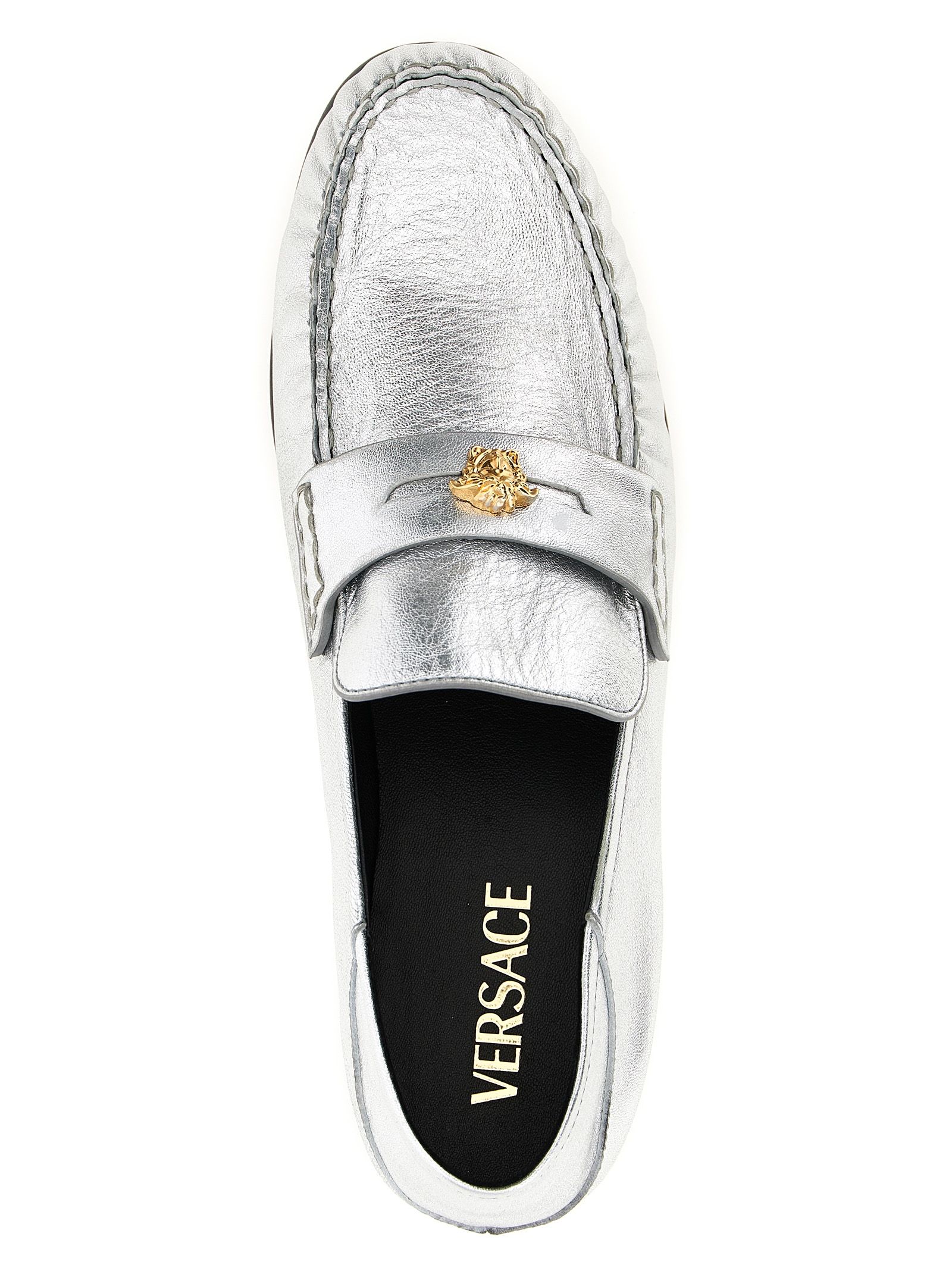 Lamb Leather Slip-On Women's Loafers - Versace - Modalova
