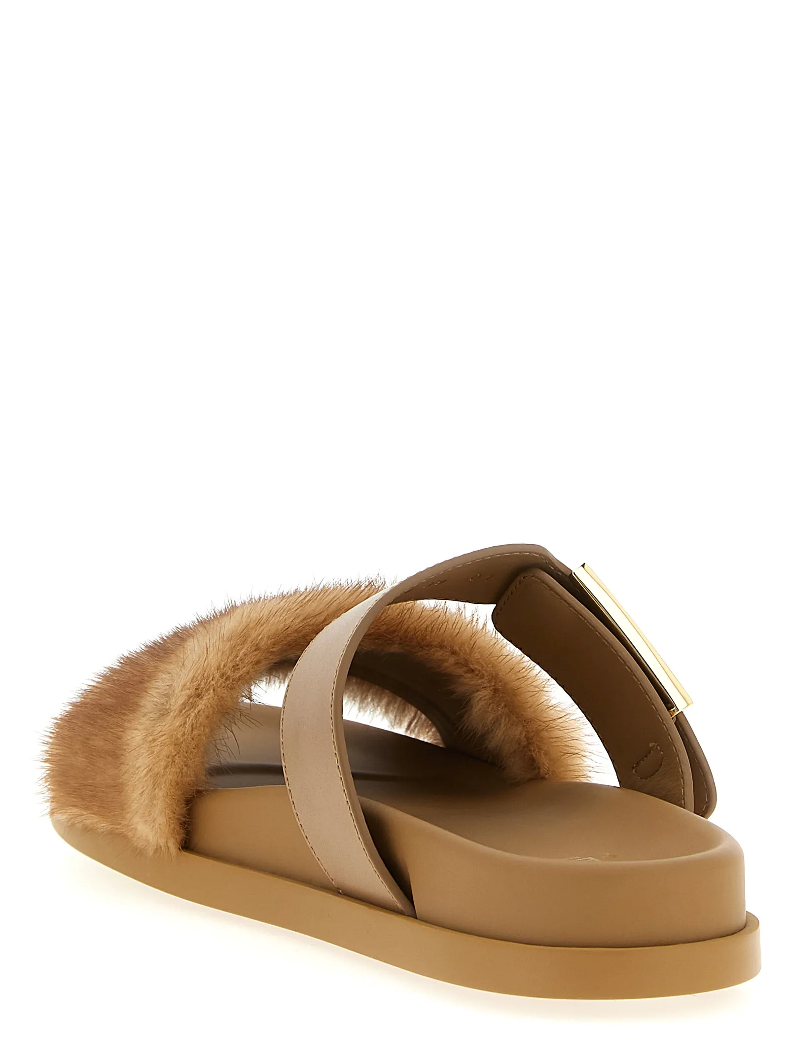 Fendi Brown Leather Women's Slides - Fendi - Modalova