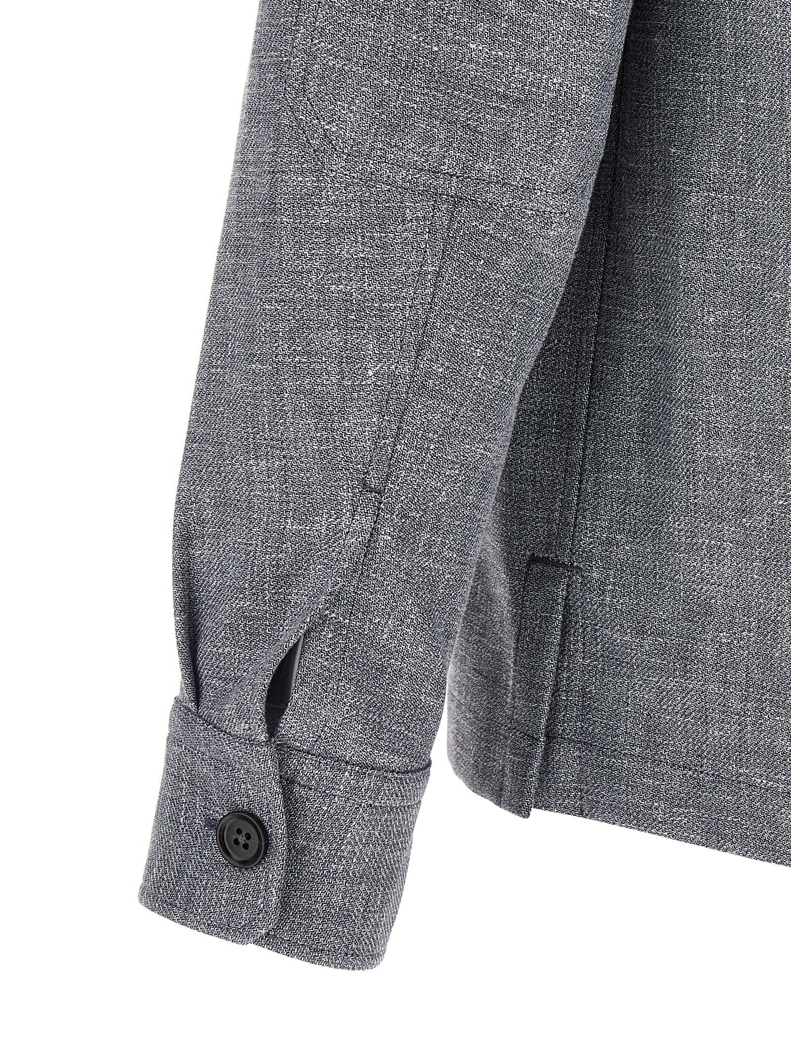 ZEGNA Blue Linen Men's Blouse - ZEGNA - Modalova