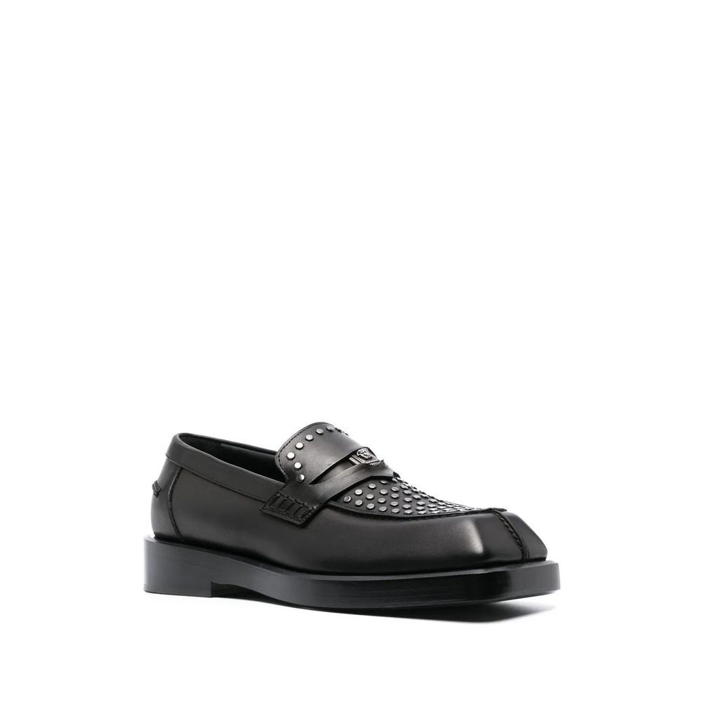 Leather Slip-On Men's Loafers - Versace - Modalova