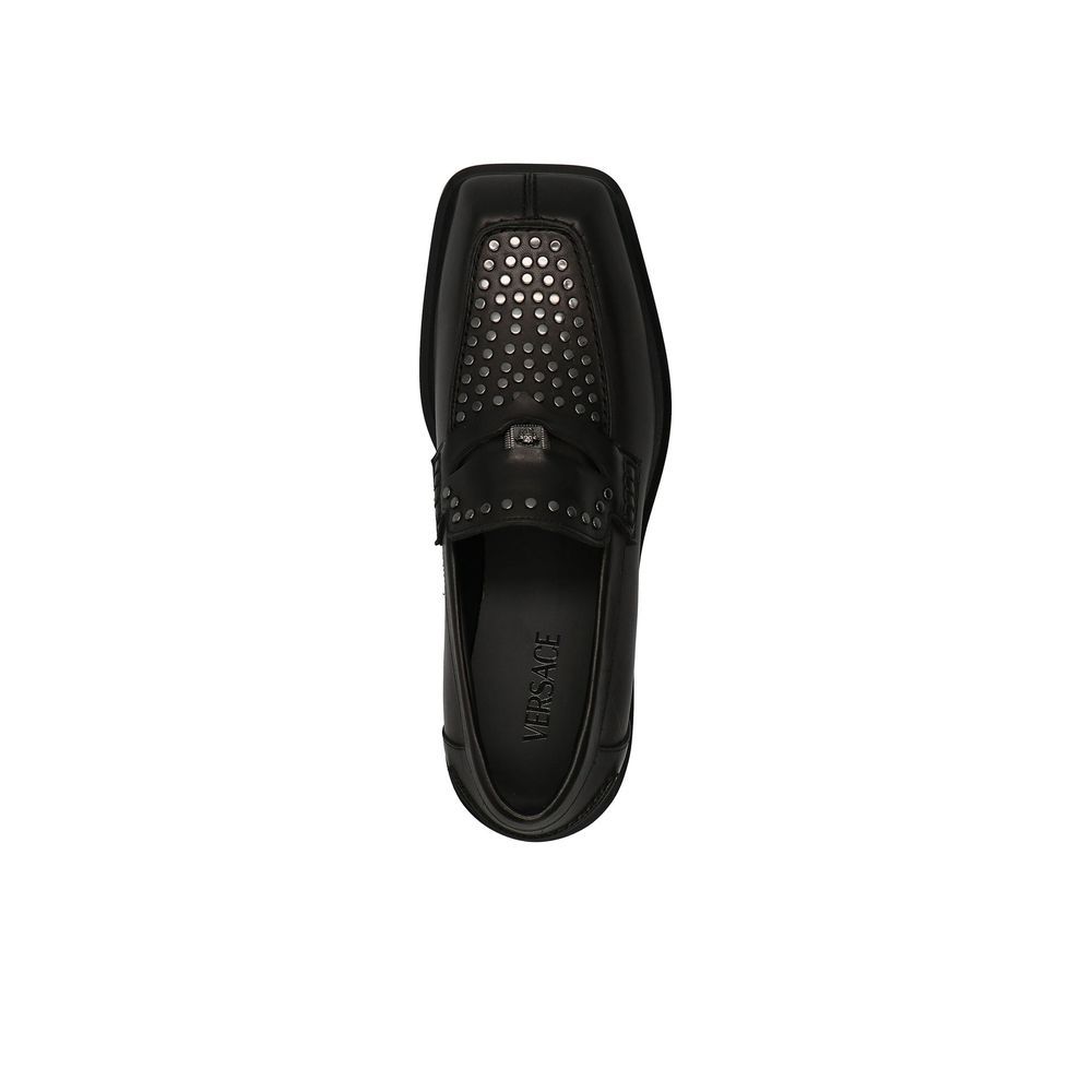 Leather Slip-On Men's Loafers - Versace - Modalova