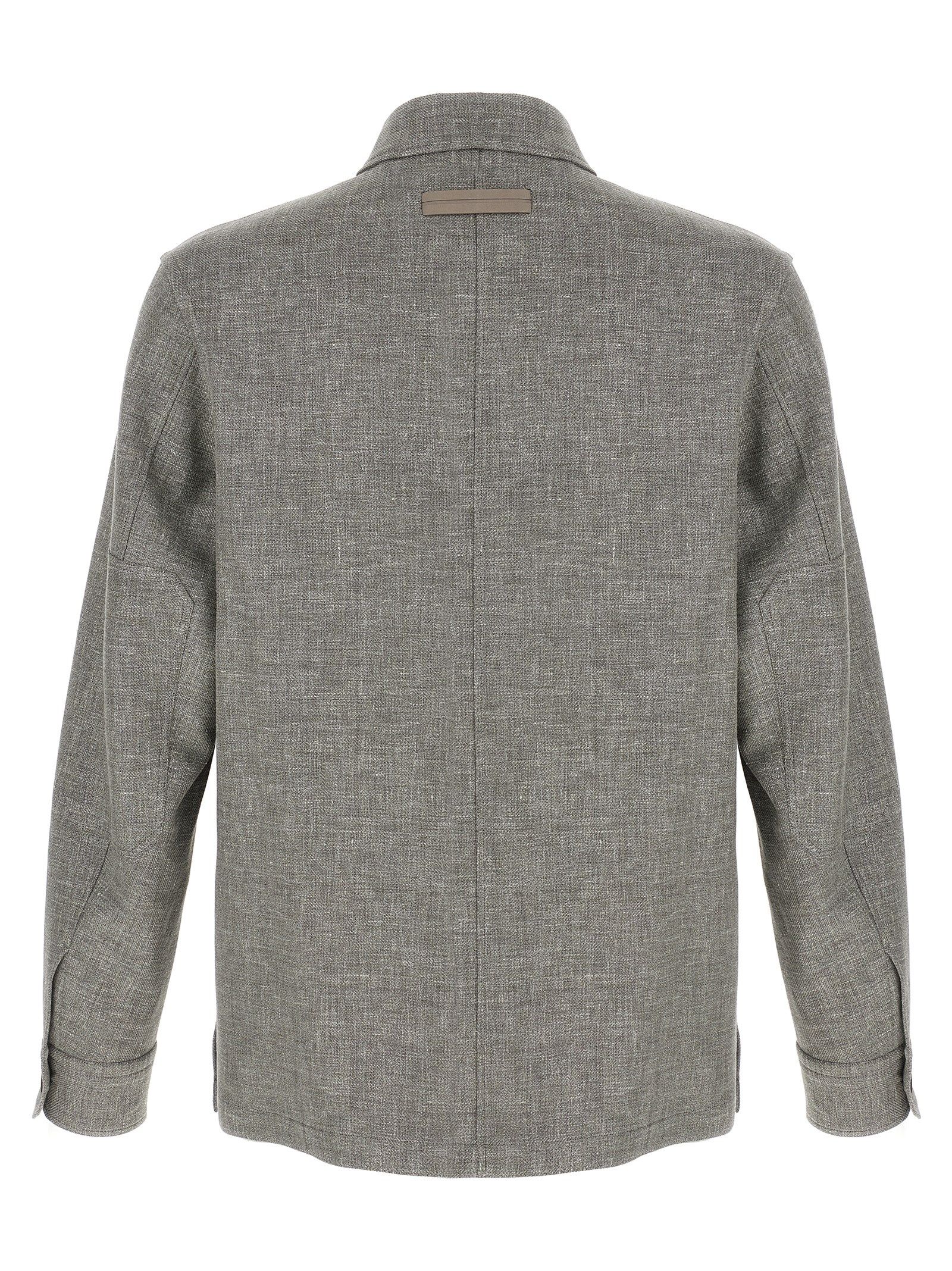 ZEGNA Beige Linen Men's Blouse - ZEGNA - Modalova
