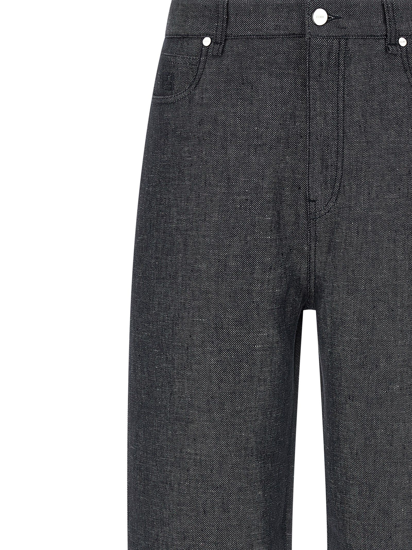 Linen Straight-Leg Men's Jeans - Fendi - Modalova