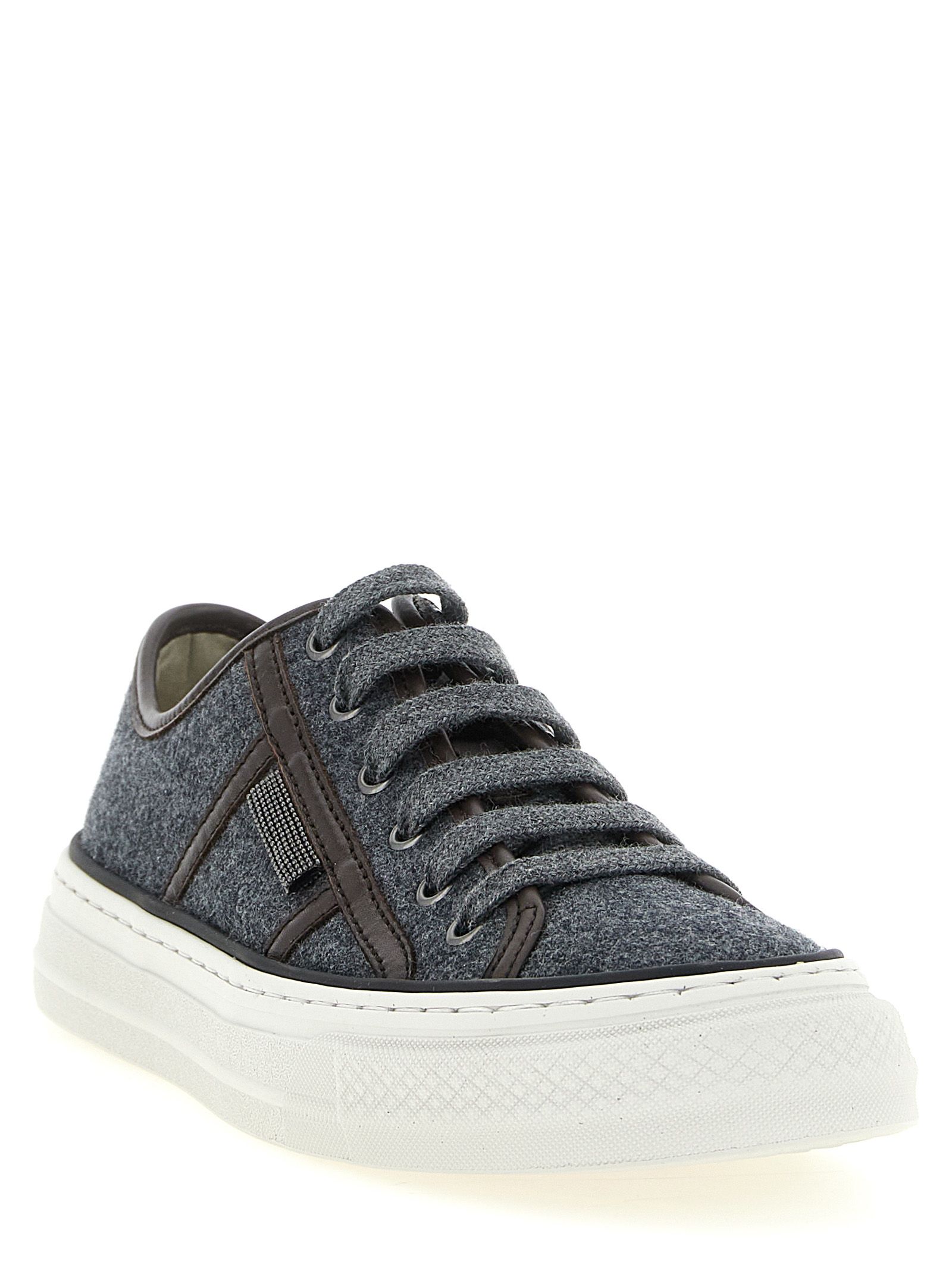 Virgin Wool Low Top Women's Sneakers - Brunello Cucinelli - Modalova