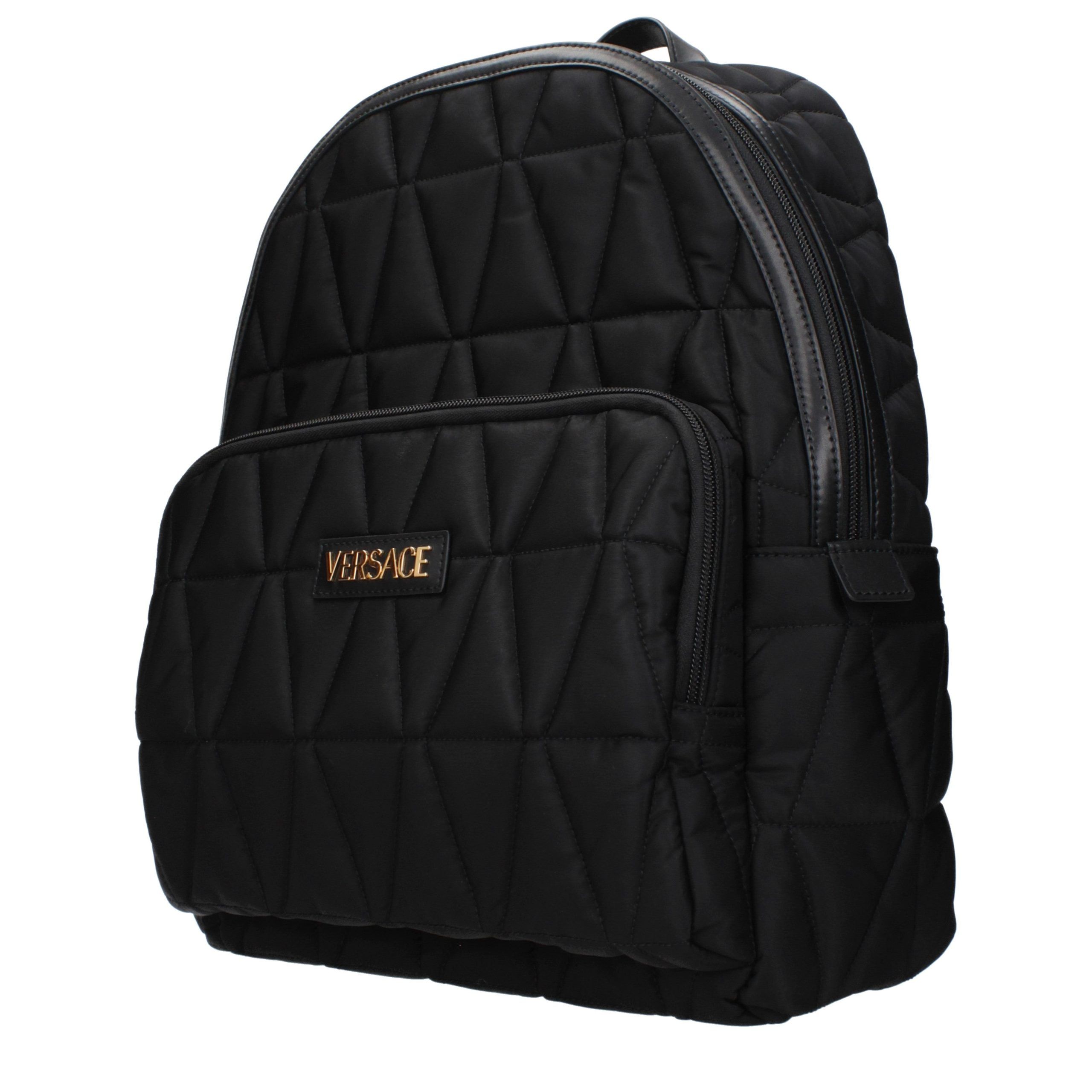 Versace Black Fabric Men's Backpack - Versace - Modalova