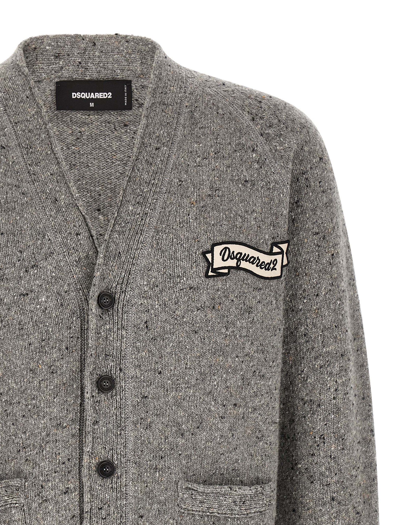 Dsquared² Gray Wool Men's Cardigan - Dsquared² - Modalova