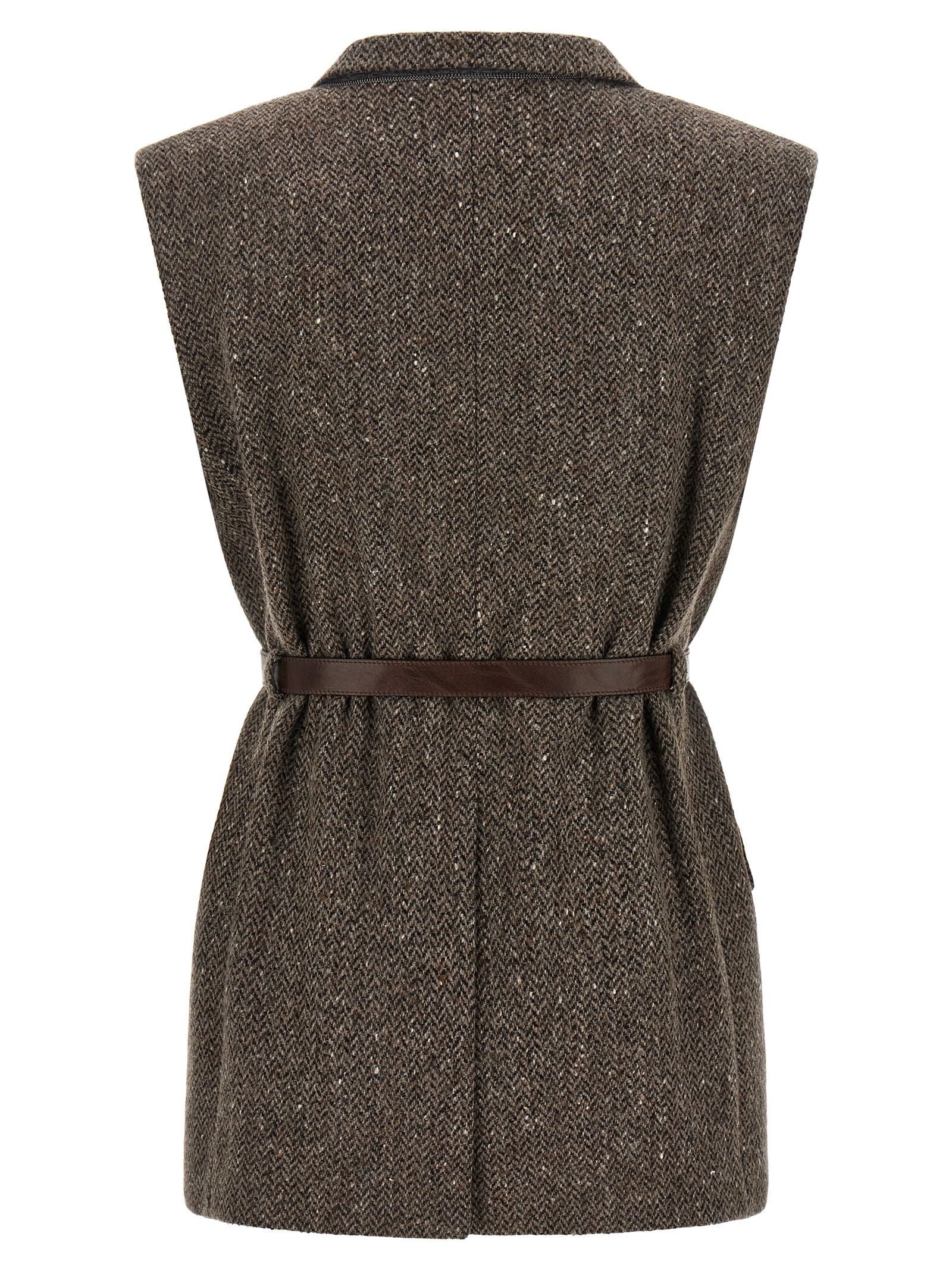 Virgin Wool Sleeveless Women's Jacket - Brunello Cucinelli - Modalova