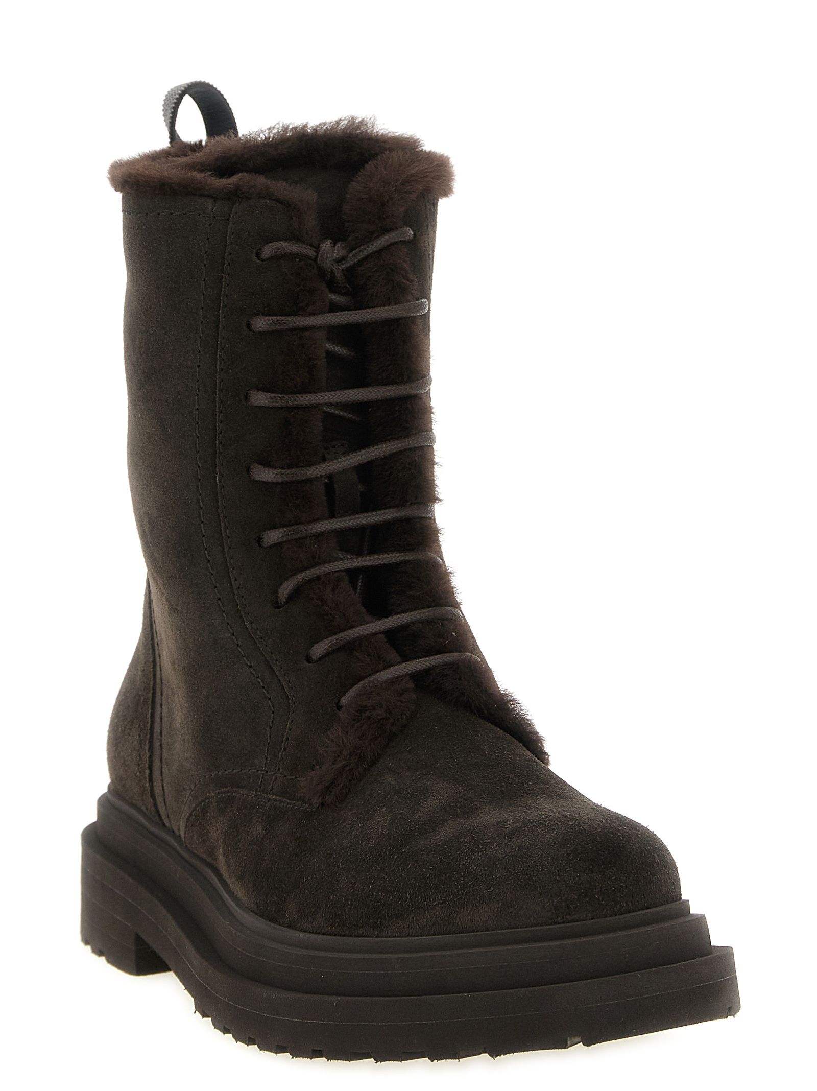 Calfskin Lace-Up Women's Boots - Brunello Cucinelli - Modalova