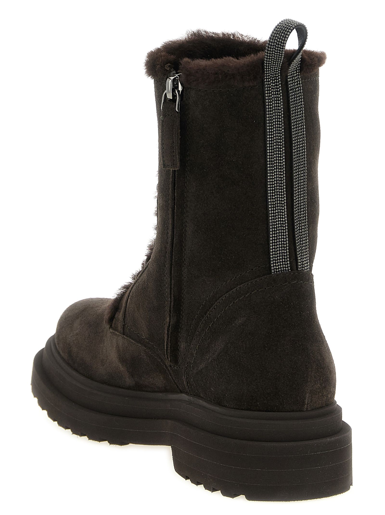 Calfskin Lace-Up Women's Boots - Brunello Cucinelli - Modalova