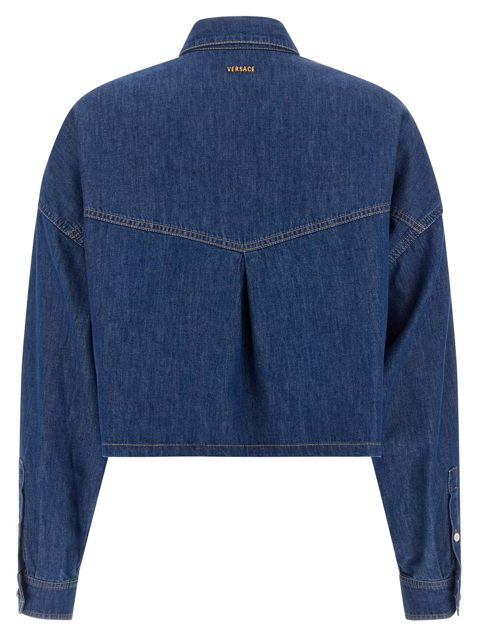 Versace Blue Cotton Women's Blouse - Versace - Modalova