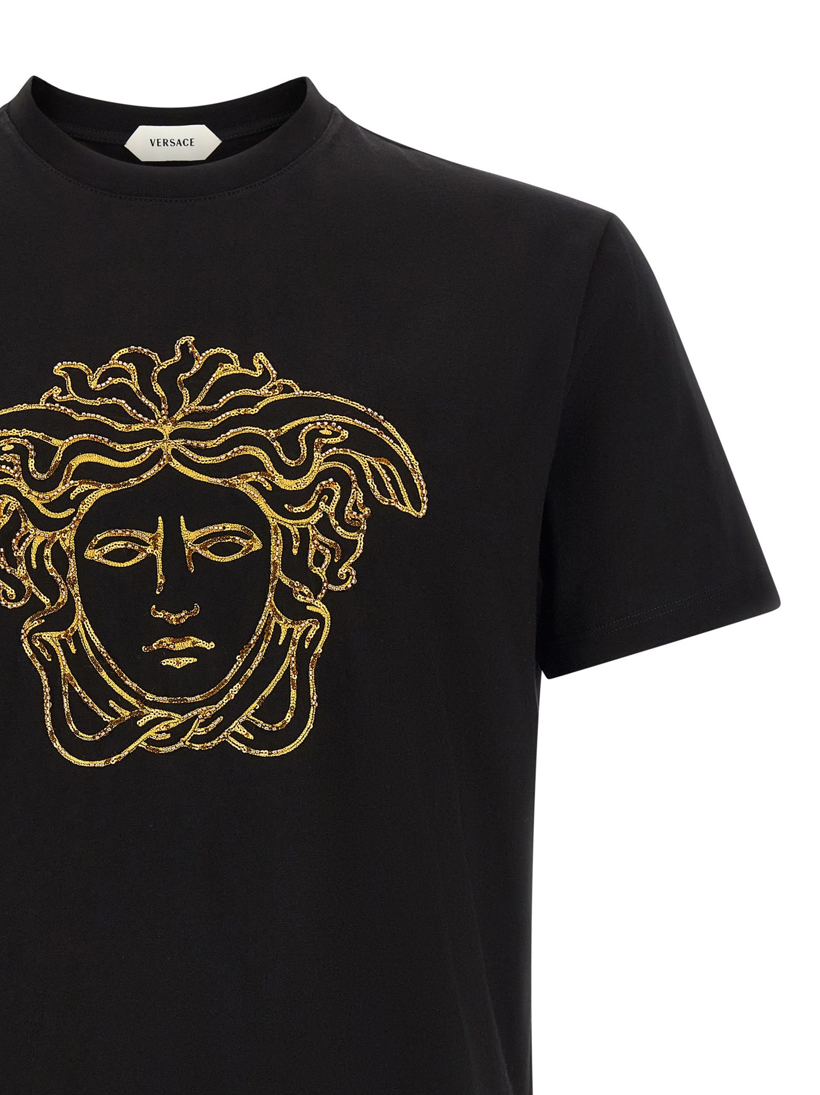 Versace Black Cotton Men's T-Shirt - Versace - Modalova
