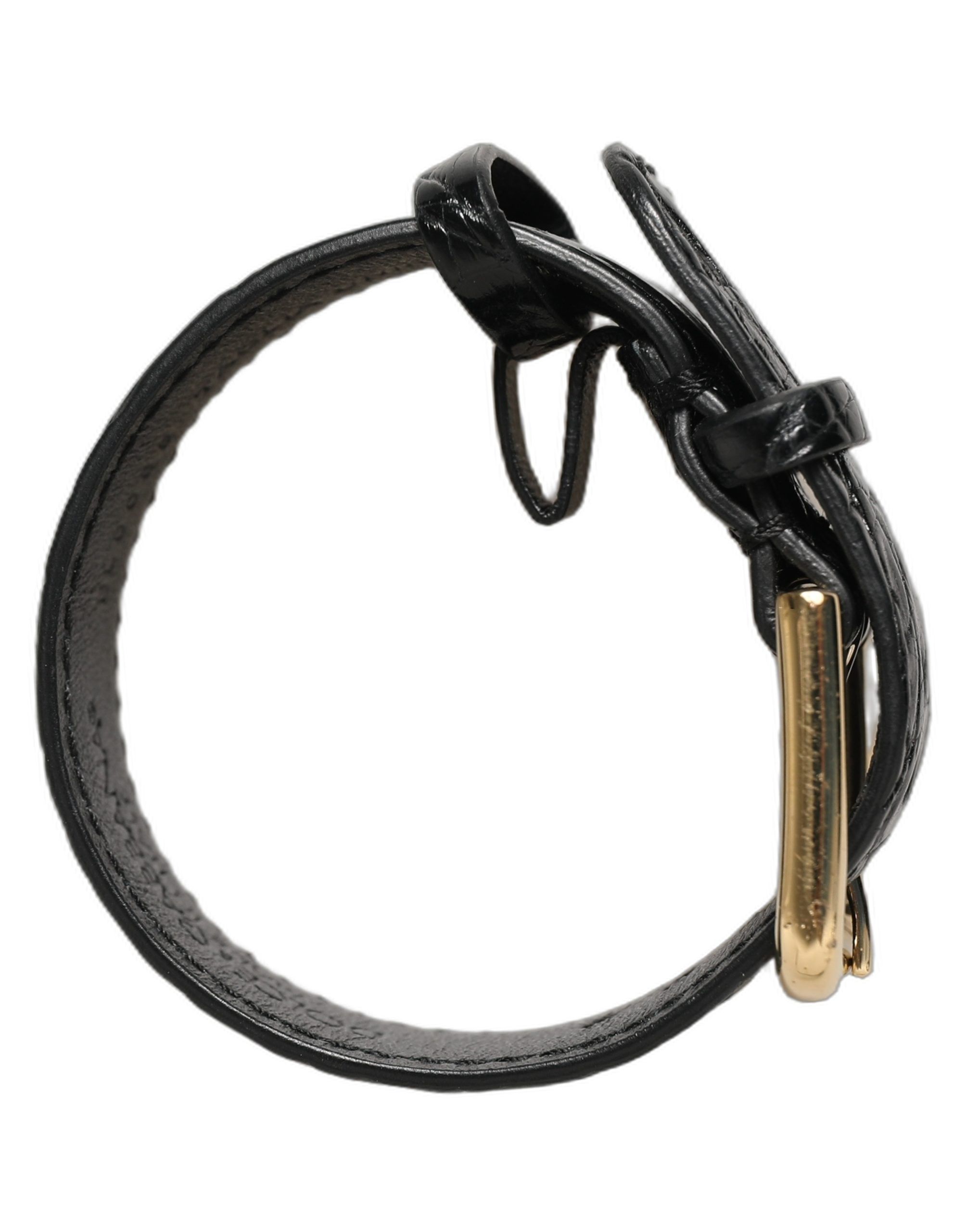 Textured Leather Gold Buckle Belt Strap Women's Bracelet - Dolce & Gabbana - Modalova