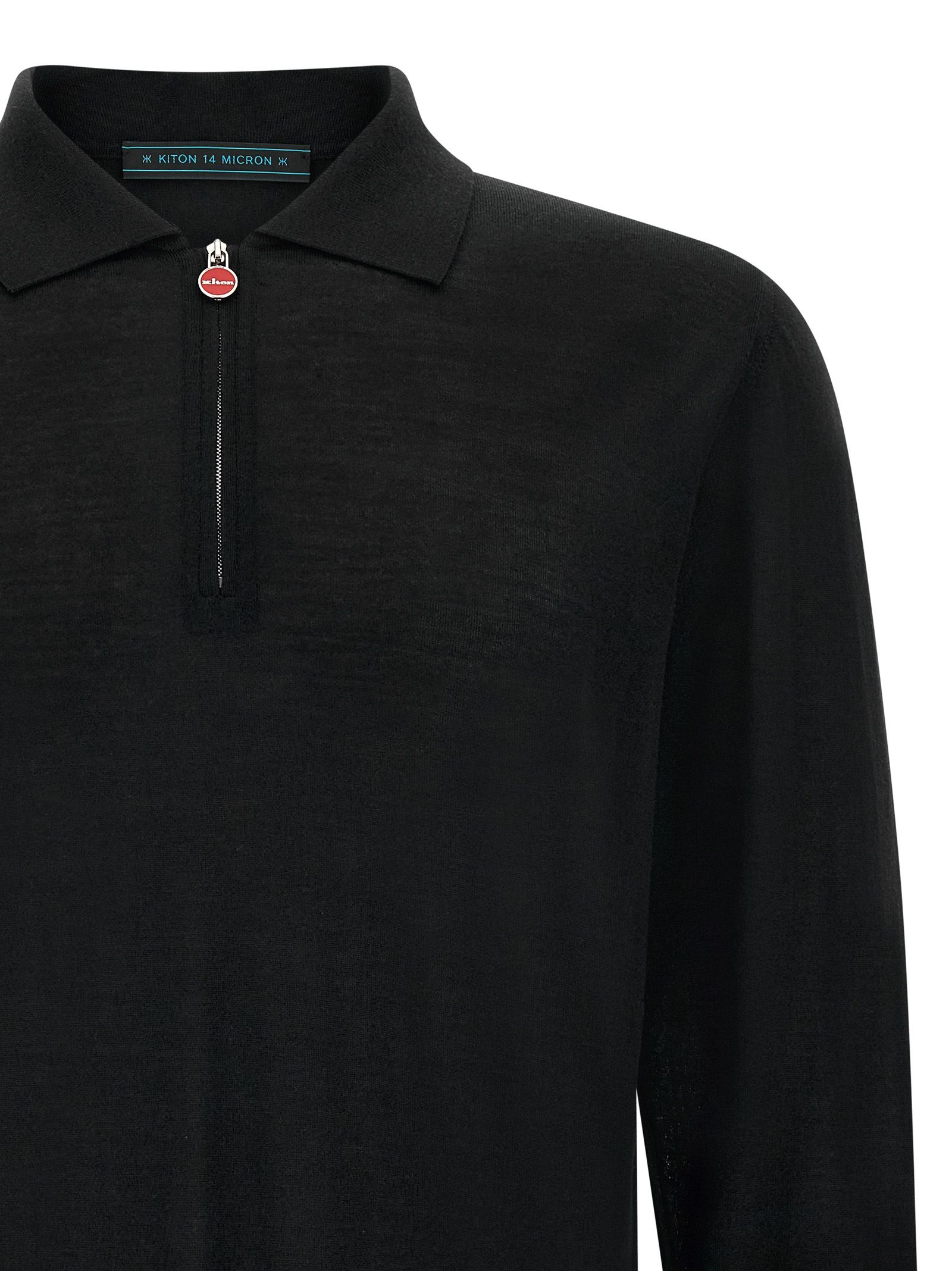 Kiton Black Wool Polo Men's Shirt - Kiton - Modalova