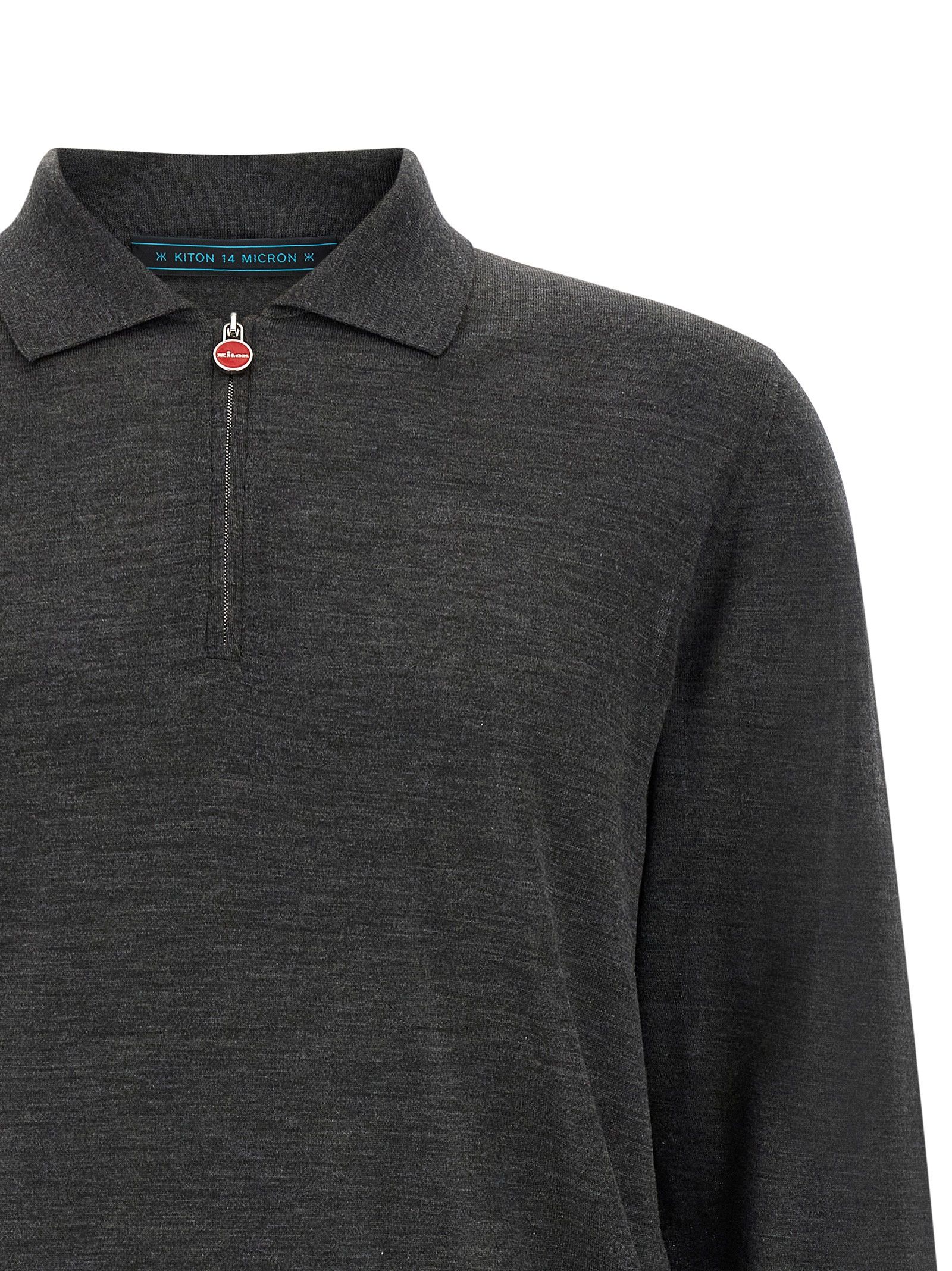 Kiton Gray Wool Polo Men's Shirt - Kiton - Modalova