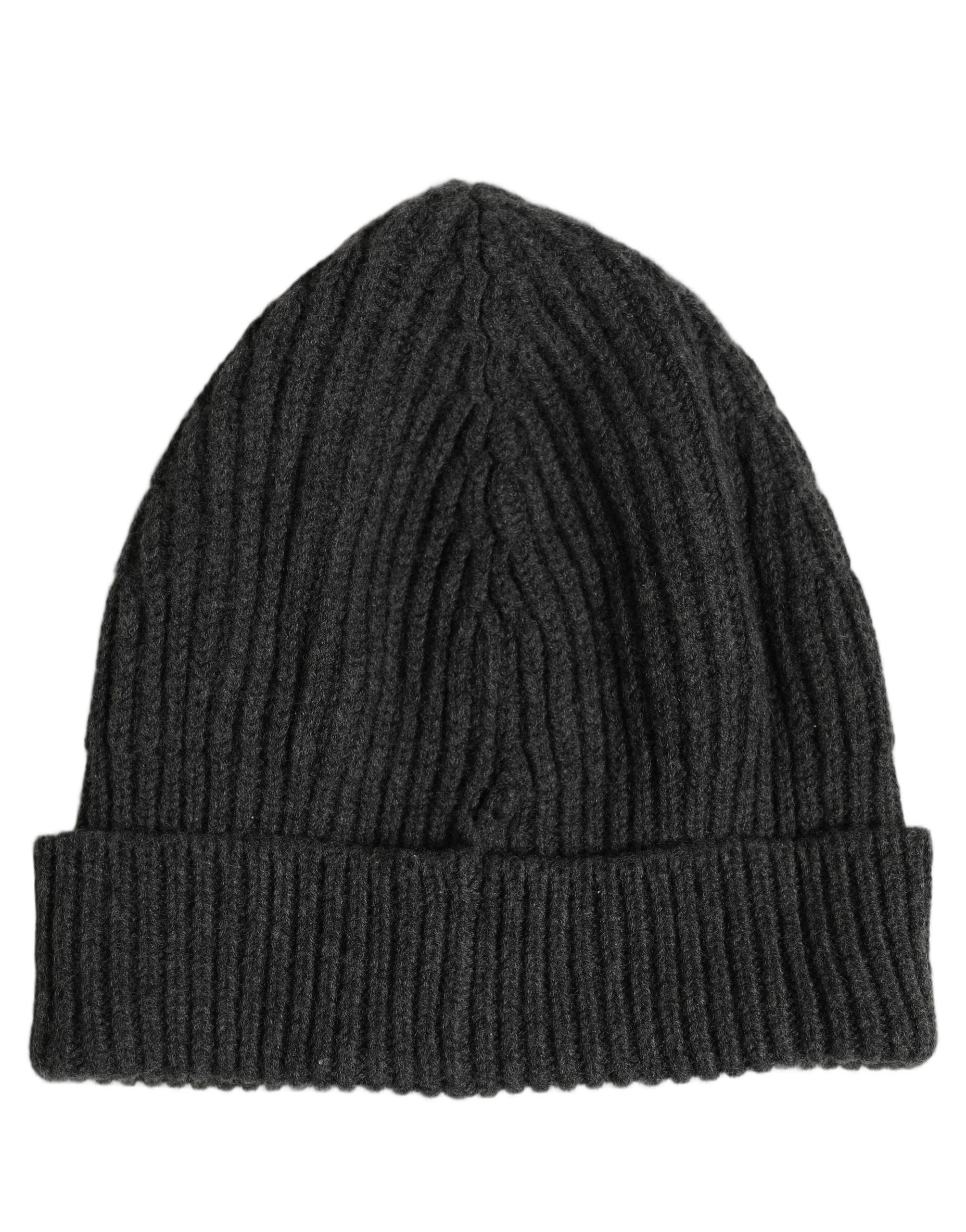 Men Charcoal Ribbed Wool Knit Beanie One Size Men's Hat - Dolce & Gabbana - Modalova
