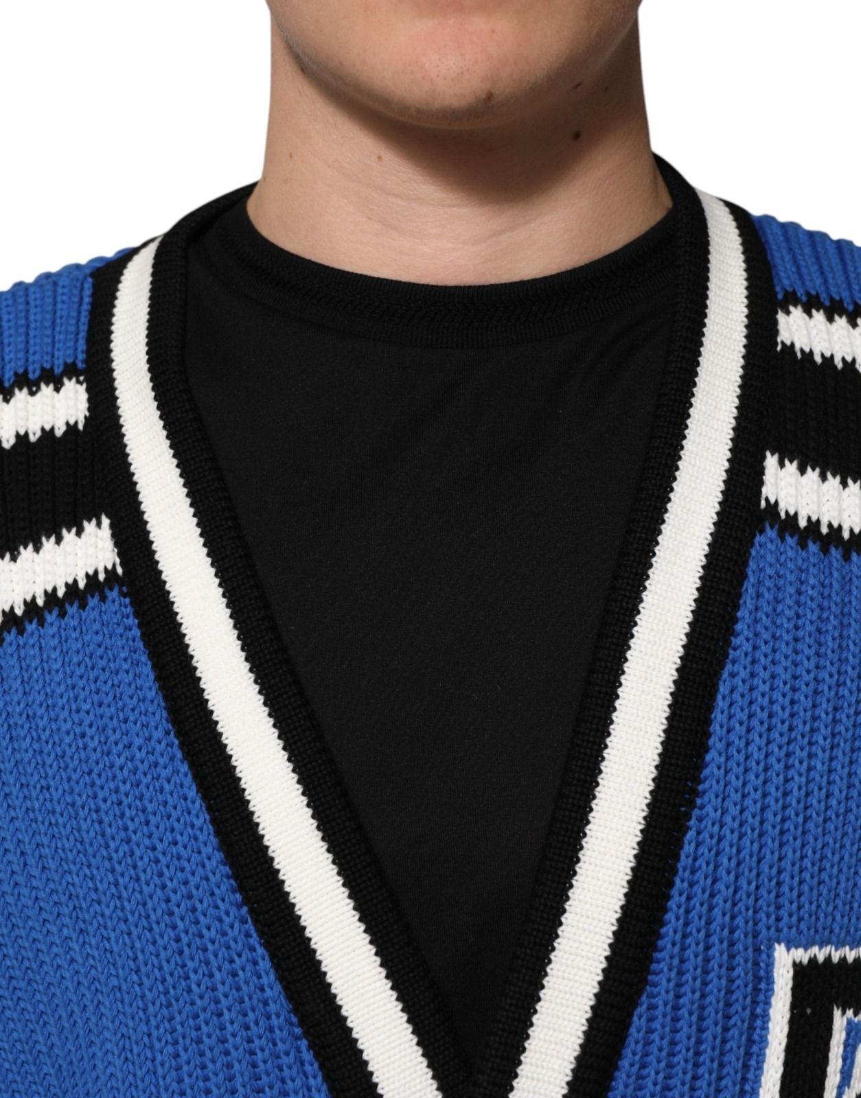 Cotton Logo Patch Ribbed Knit Cardigan Men's Sweater - Dolce & Gabbana - Modalova