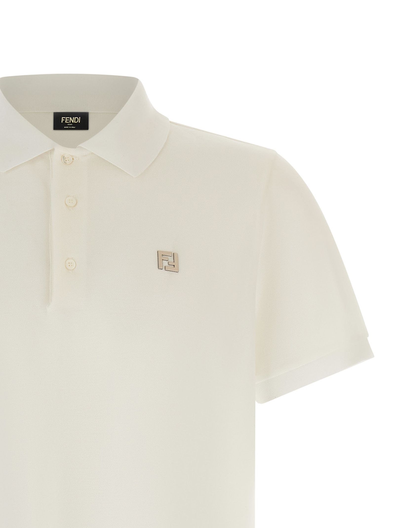 Fendi White Cotton Polo Men's Shirt - Fendi - Modalova
