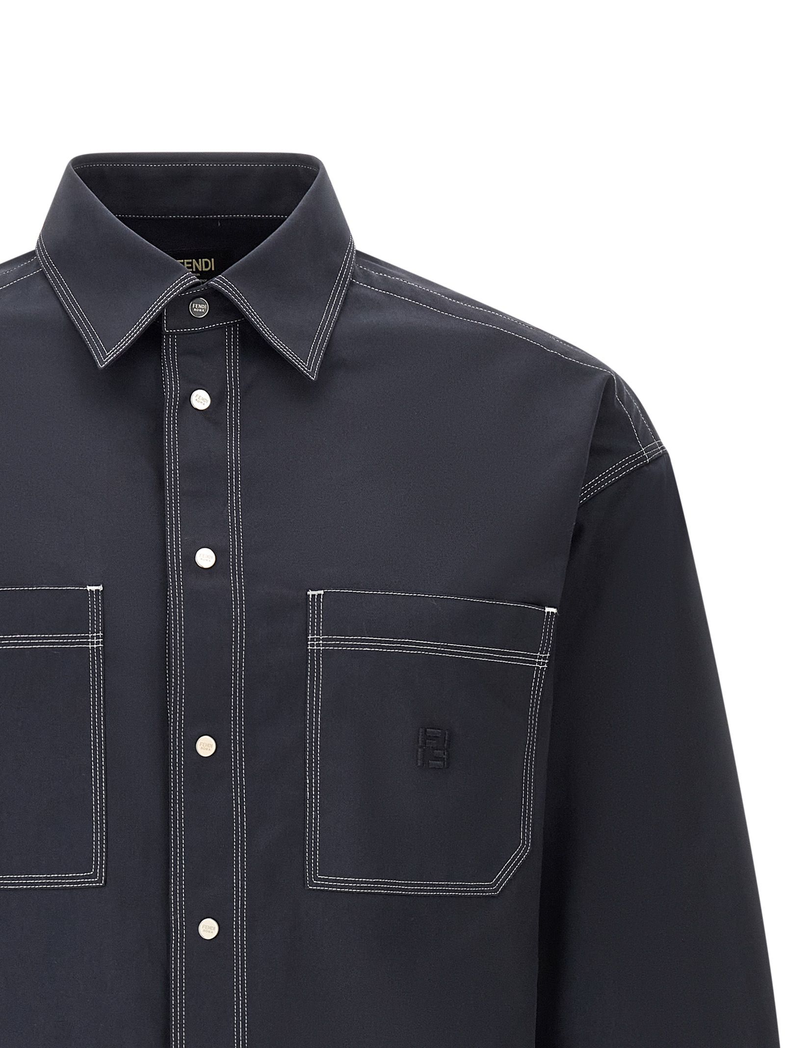 Fendi Blue Cotton Men's Blouse - Fendi - Modalova