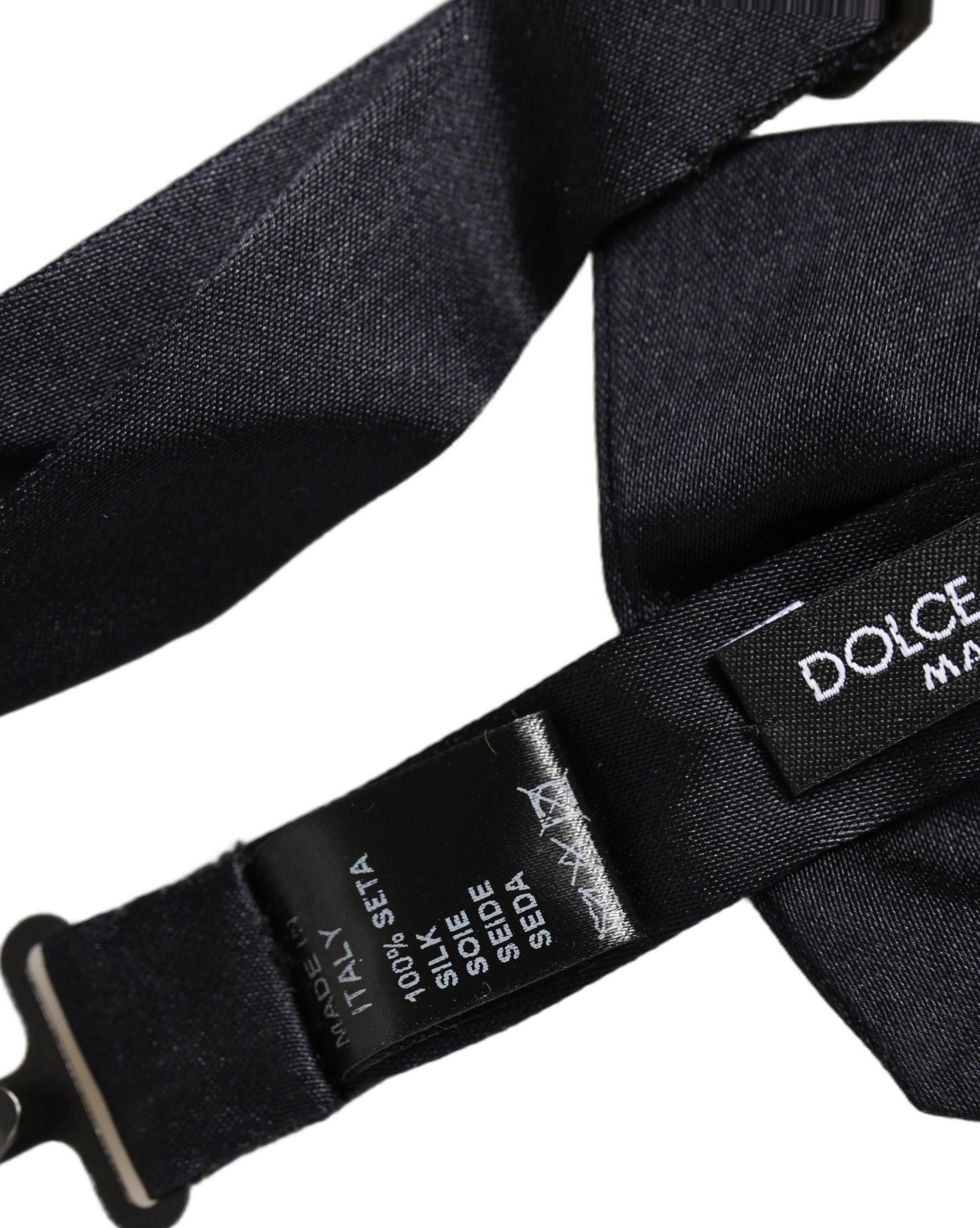Men Dark Blue 100% Silk Adjustable Neck Papillon Bow Men's Tie - Dolce & Gabbana - Modalova