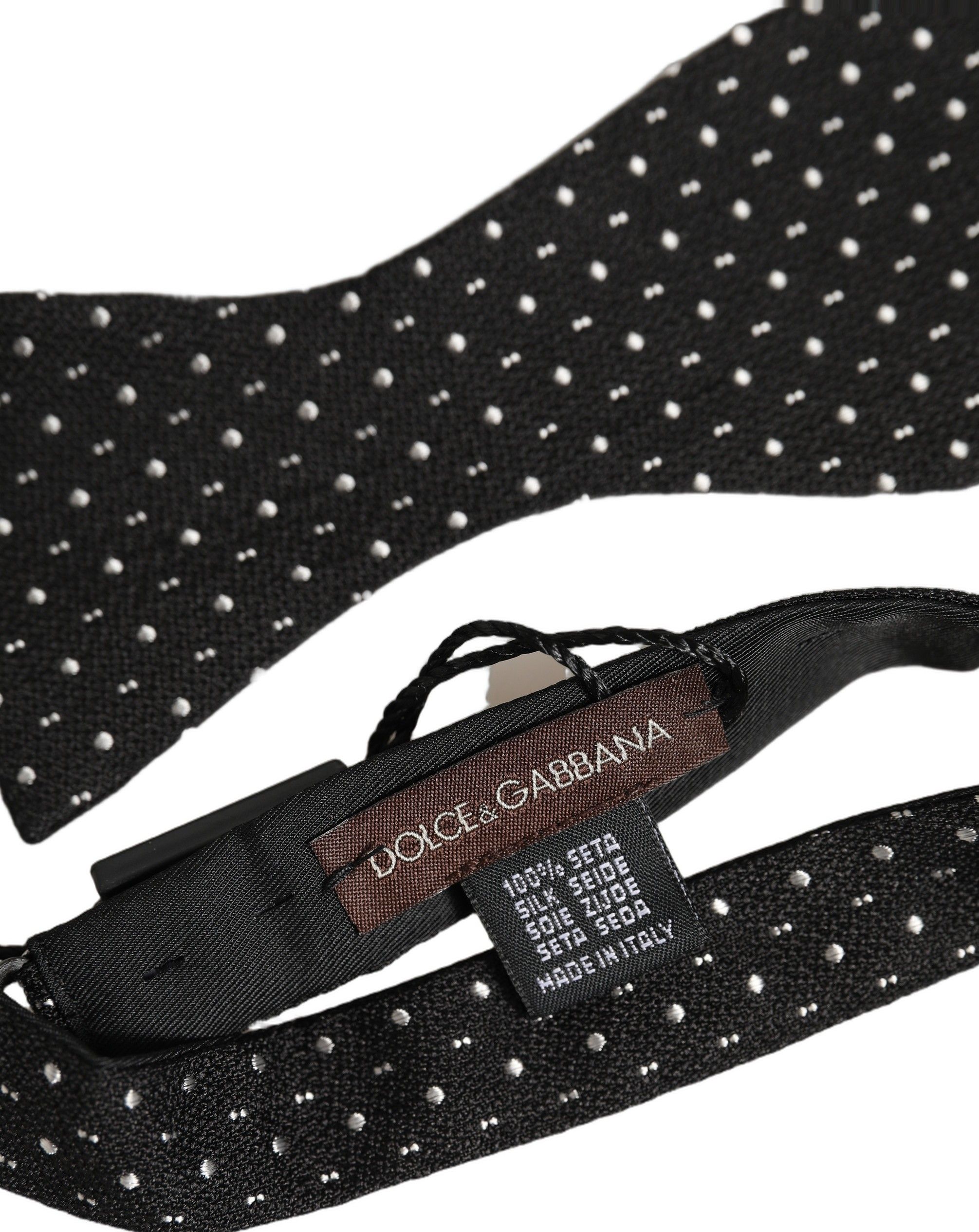 White Polka Dot Adjustable Neck Papillon Bow Men's Tie - Dolce & Gabbana - Modalova