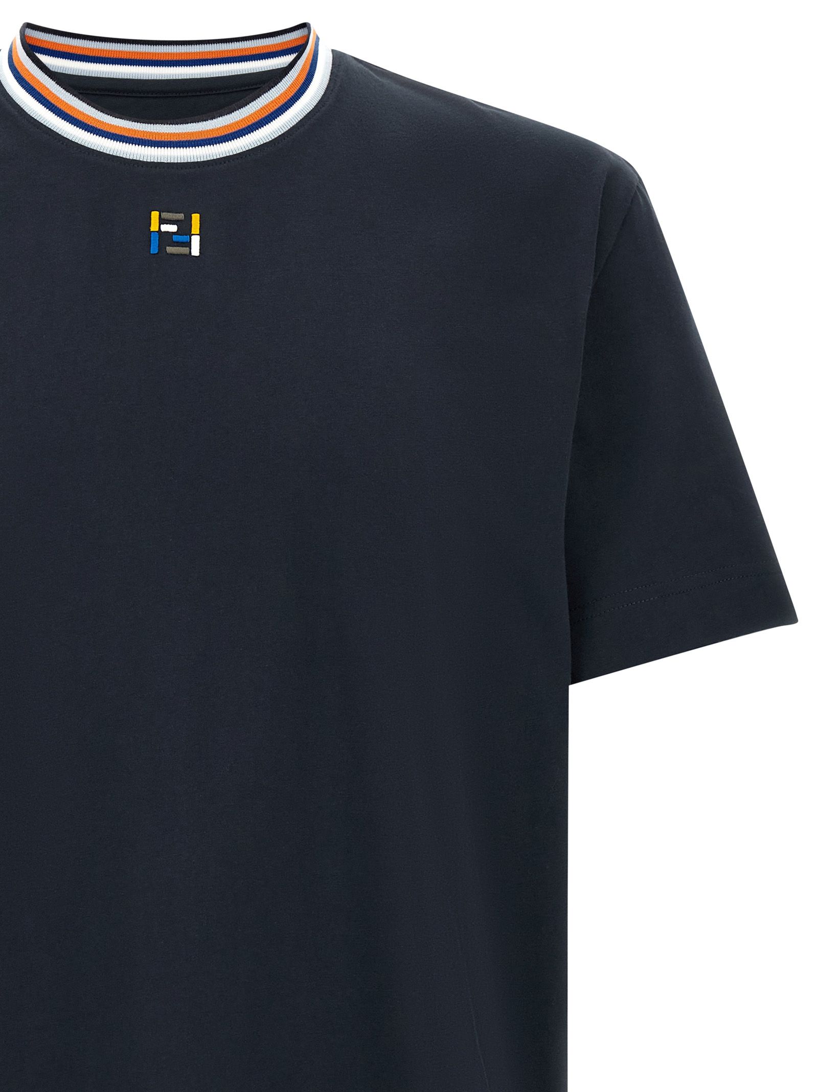 Fendi Blue Cotton Men's T-Shirt - Fendi - Modalova