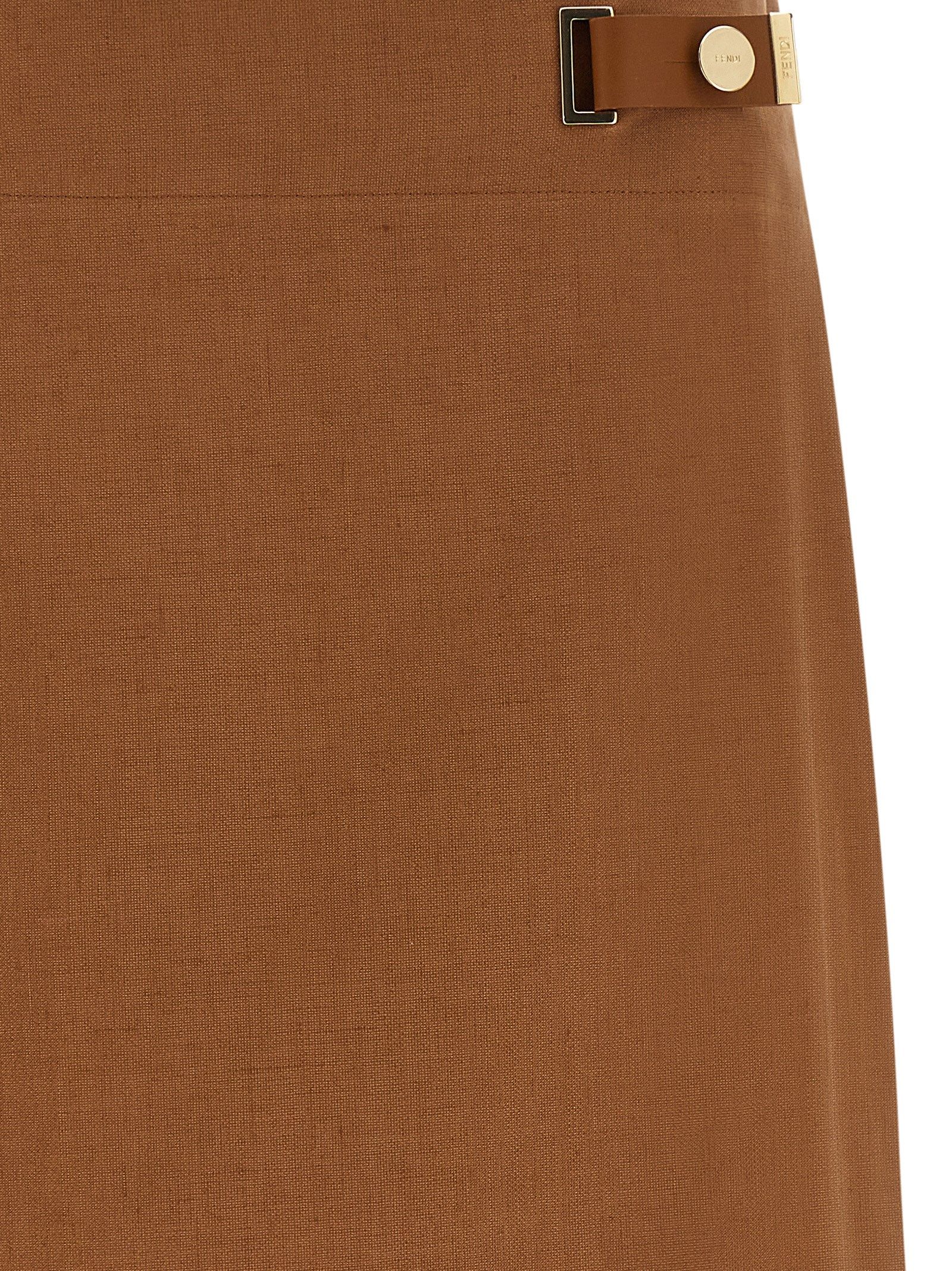 Linen Midi Women's Skirt - Fendi - Modalova