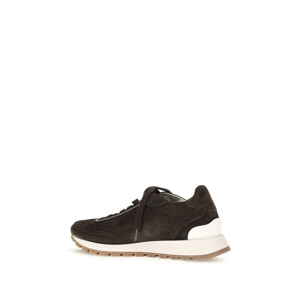 Suede Leather Low Top Women's Sneakers - Brunello Cucinelli - Modalova