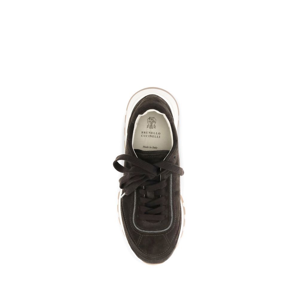 Suede Leather Low Top Women's Sneakers - Brunello Cucinelli - Modalova