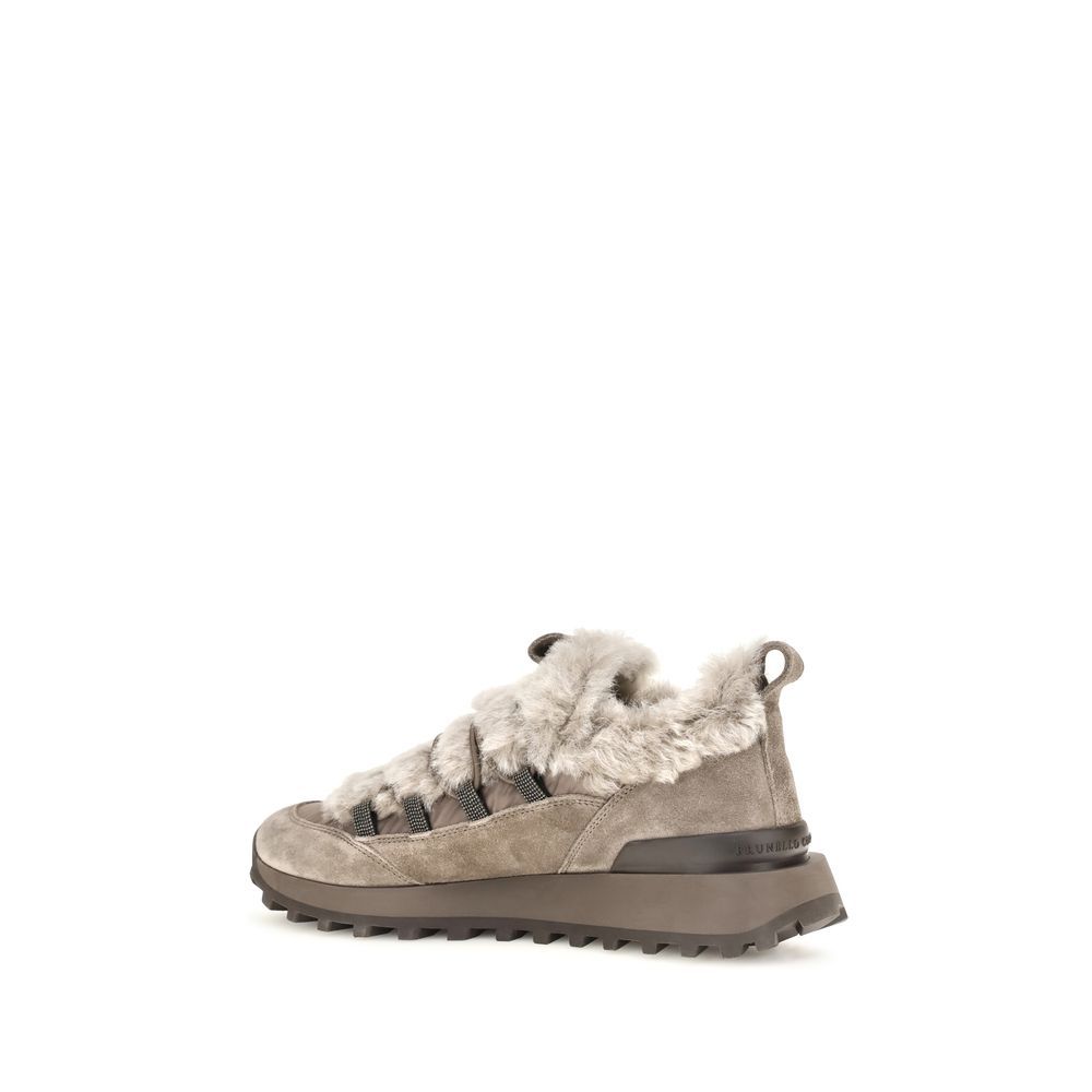Suede Leather Athletic Women's Sneakers - Brunello Cucinelli - Modalova