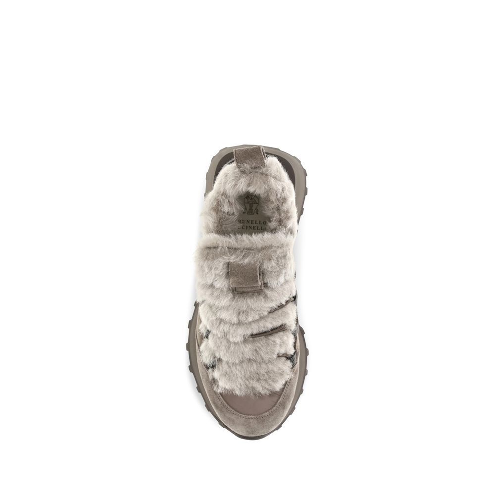 Suede Leather Athletic Women's Sneakers - Brunello Cucinelli - Modalova