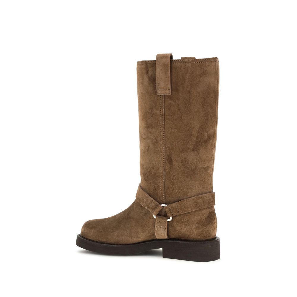 Calf Leather Bos Taurus Flat Women's Boots - Brunello Cucinelli - Modalova
