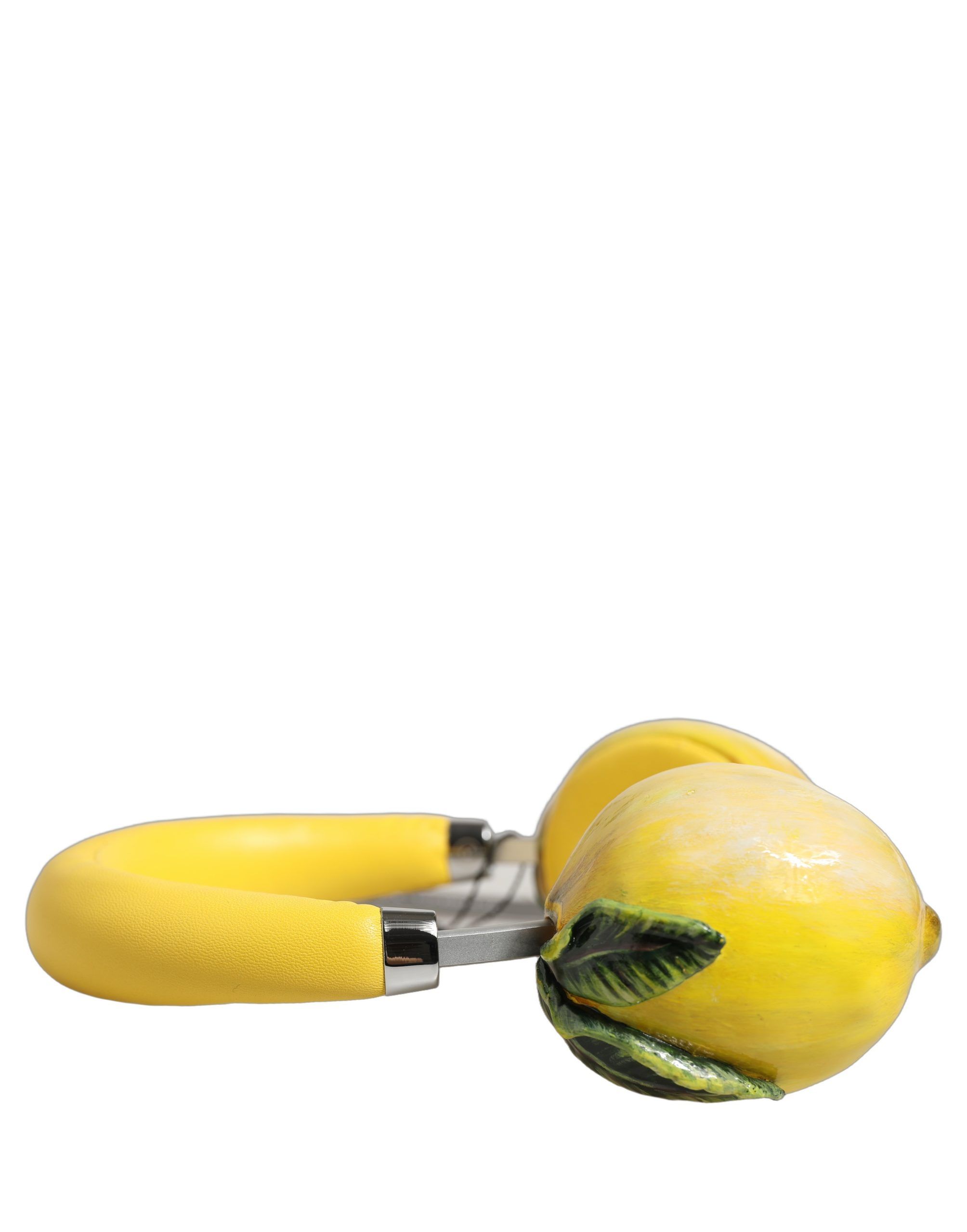 Vibrant Lemon Leather Headset Women's Headphones - Dolce & Gabbana - Modalova