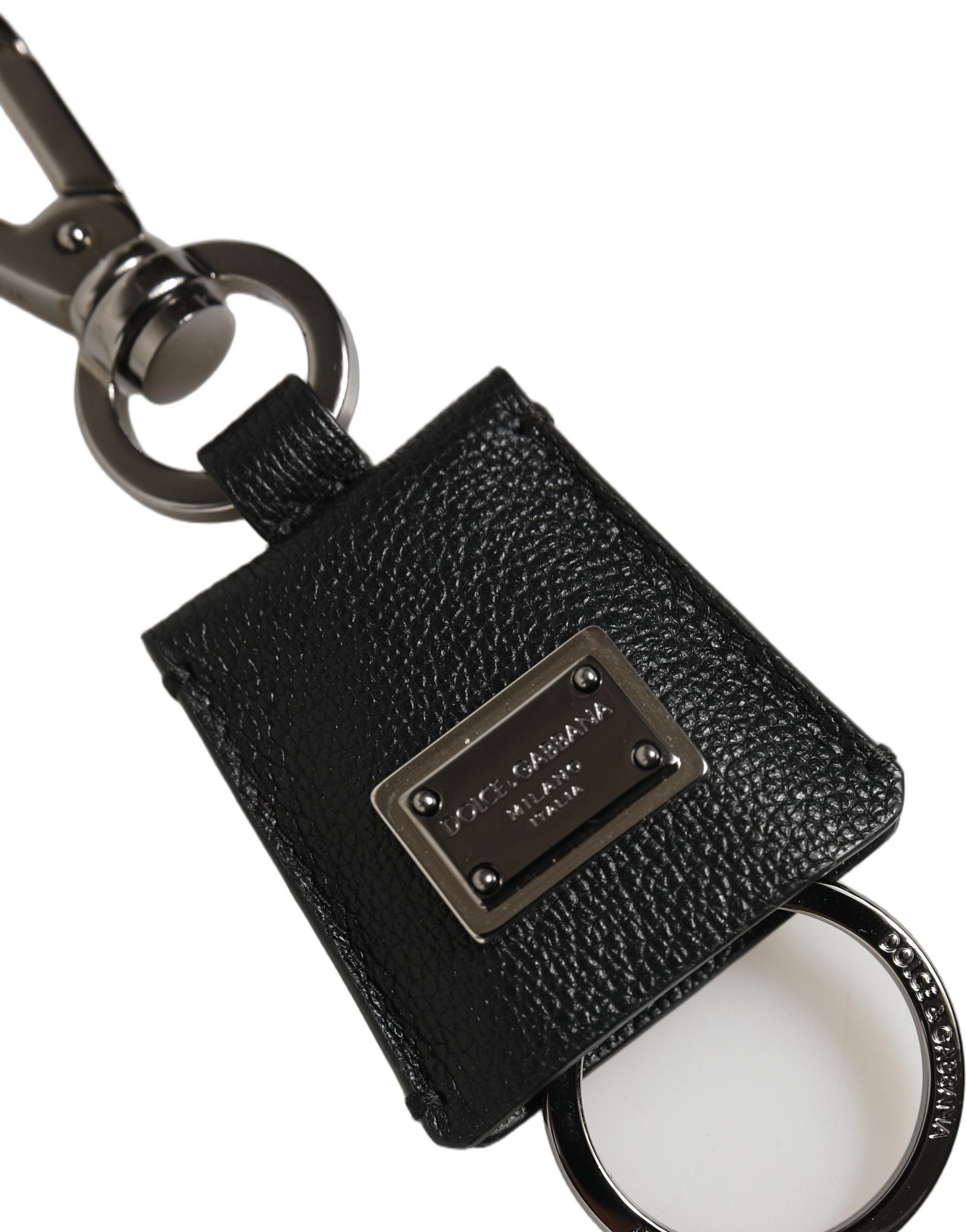 Dauphine Leather Silver Metal Logo Plaque Women's Keyring - Dolce & Gabbana - Modalova