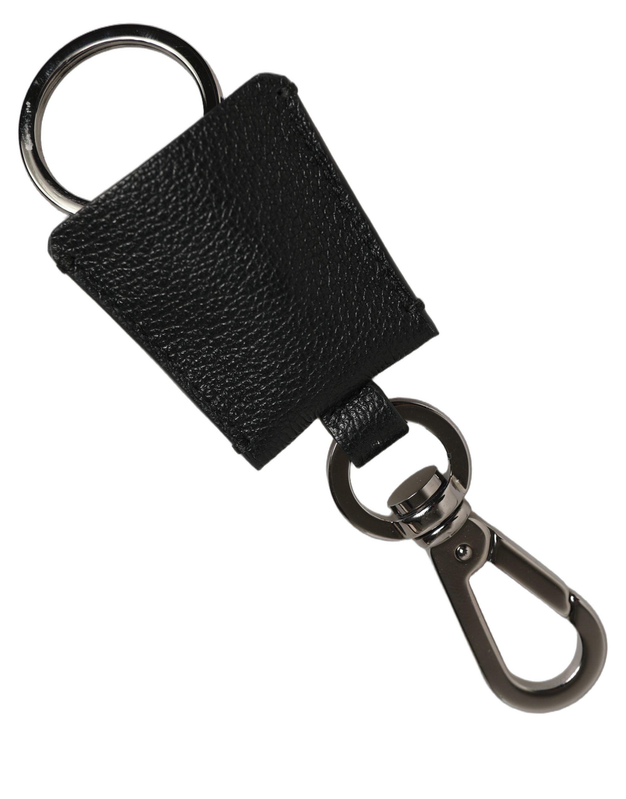 Dauphine Leather Silver Metal Logo Plaque Women's Keyring - Dolce & Gabbana - Modalova