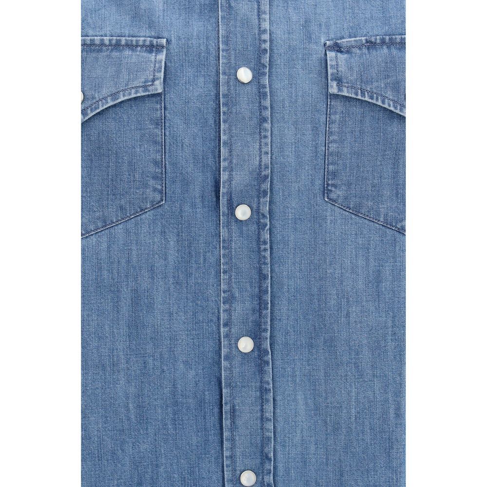 Denim Men's Shirt - Brunello Cucinelli - Modalova
