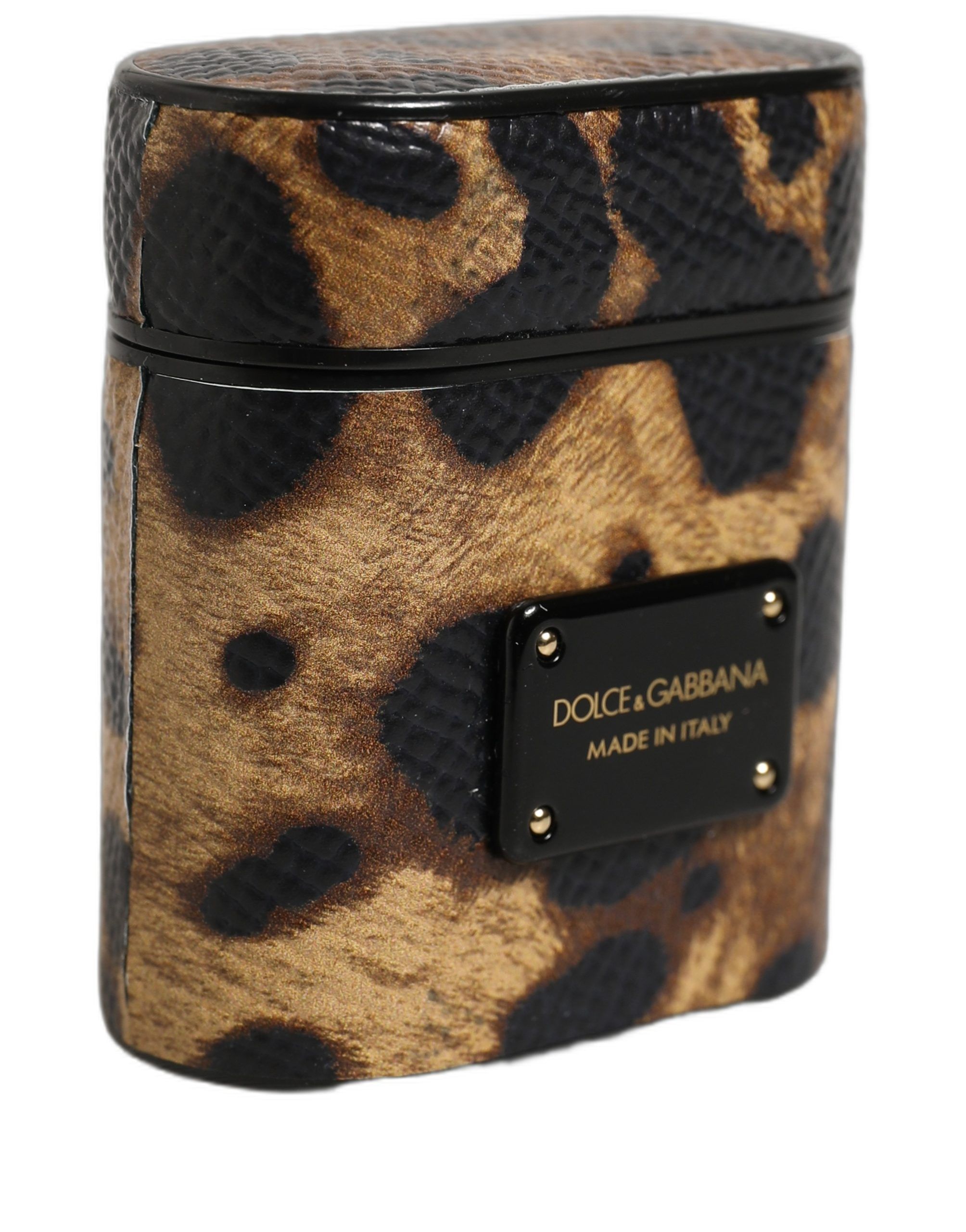 Leopard Calf Leather Metal Logo Plaque Airpods Women's Case - Dolce & Gabbana - Modalova