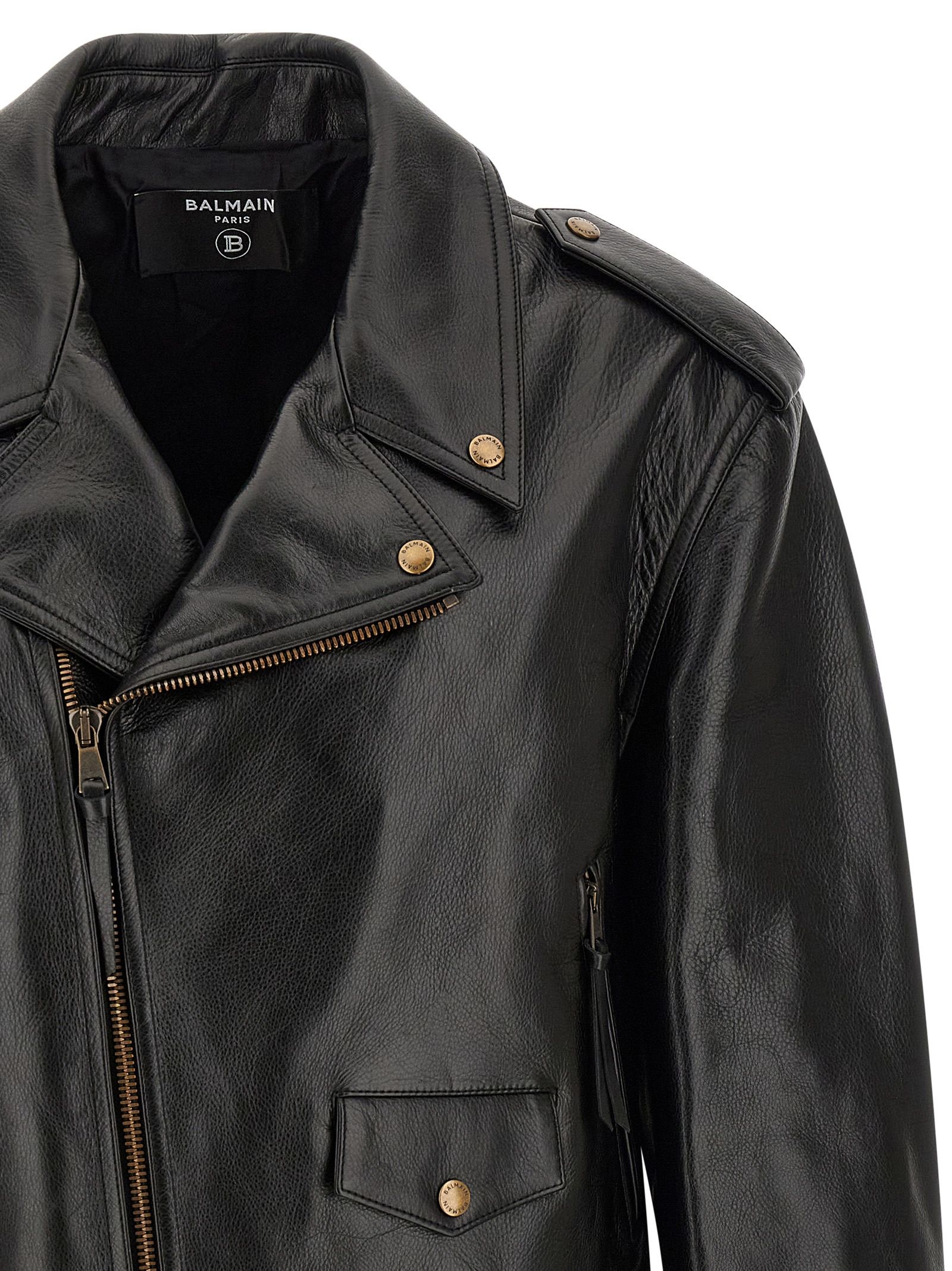 Calfskin Leather Men's Jacket - Balmain - Modalova
