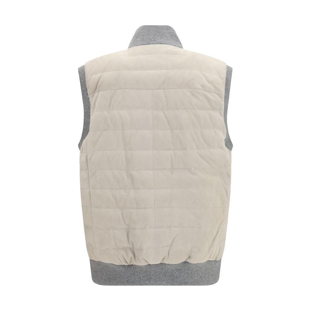 Calf Leather Bos Taurus Sleeveless Men's Jacket - Brunello Cucinelli - Modalova
