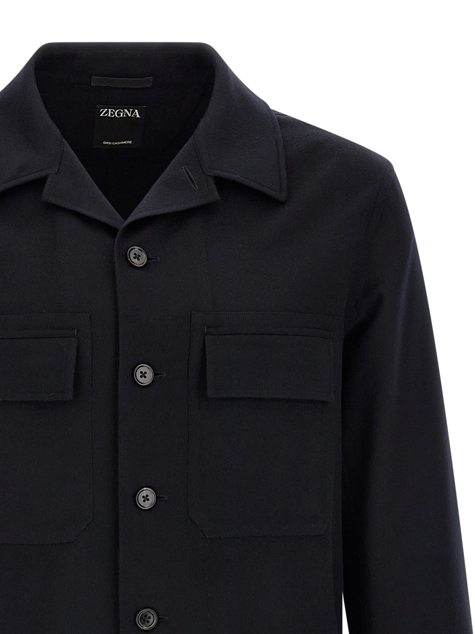 ZEGNA Blue Wool Men's Blouse - ZEGNA - Modalova