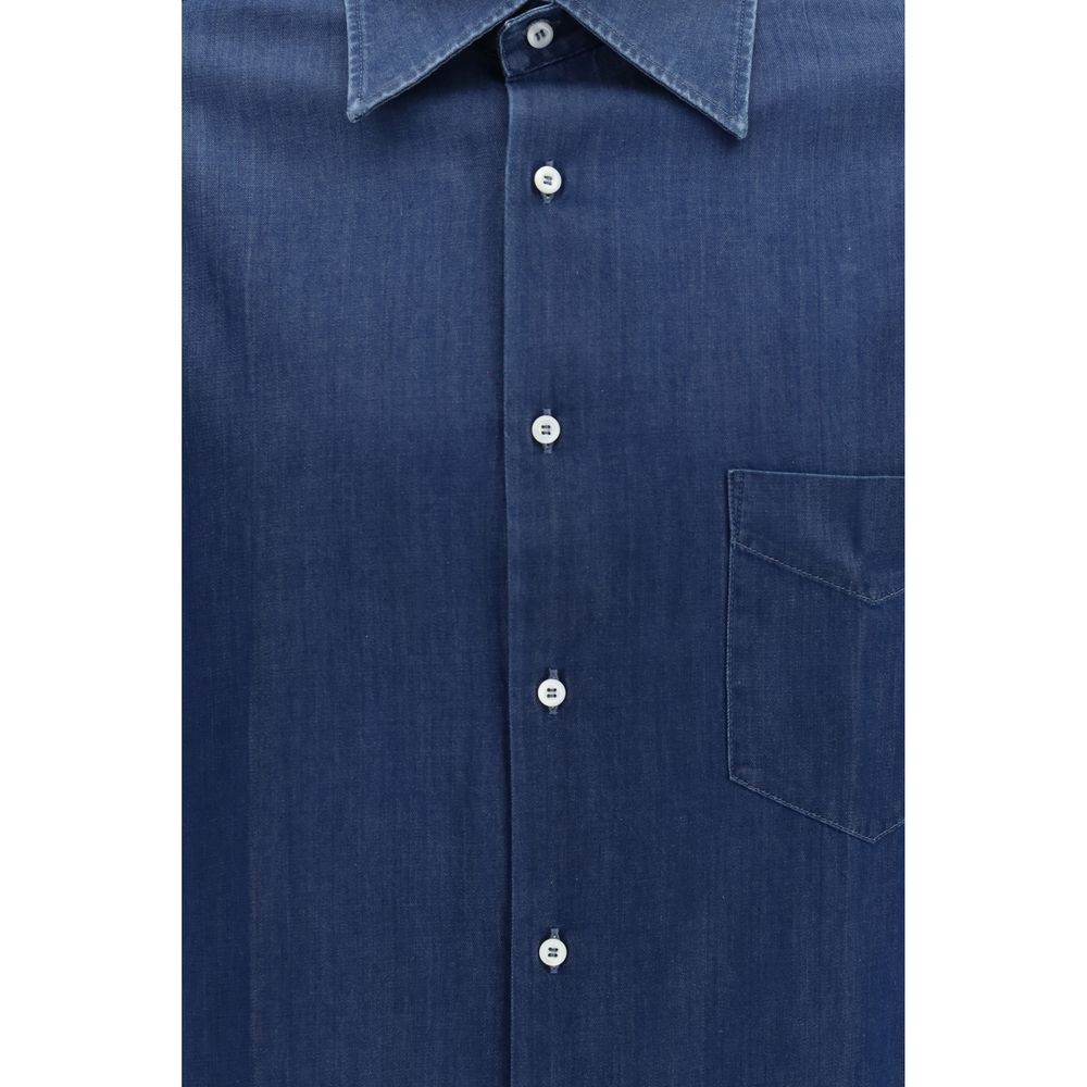 Denim Men's Shirt - Brunello Cucinelli - Modalova