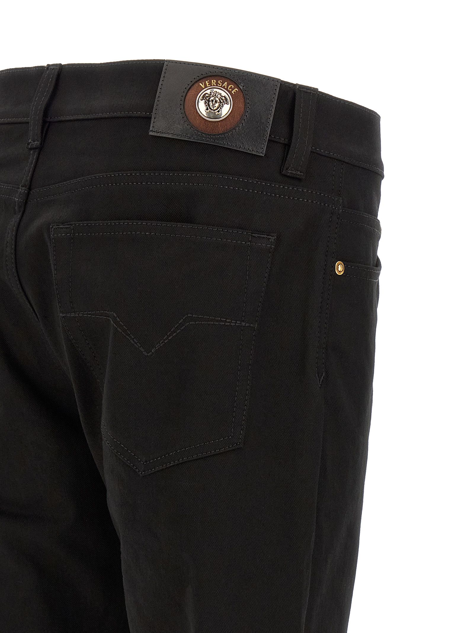 Cotton Straight-Leg Men's Jeans - Versace - Modalova
