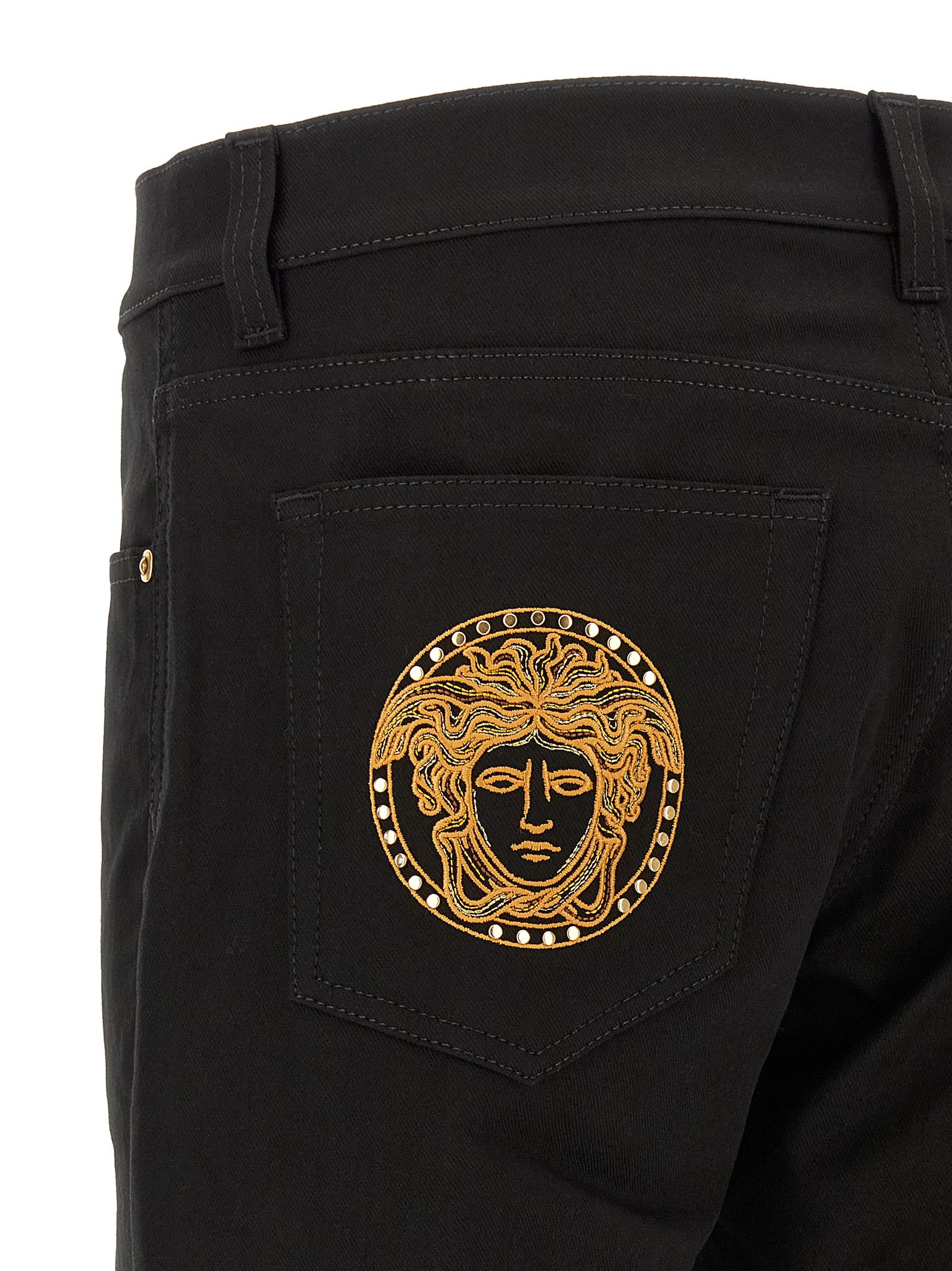 Cotton Straight-Leg Men's Jeans - Versace - Modalova