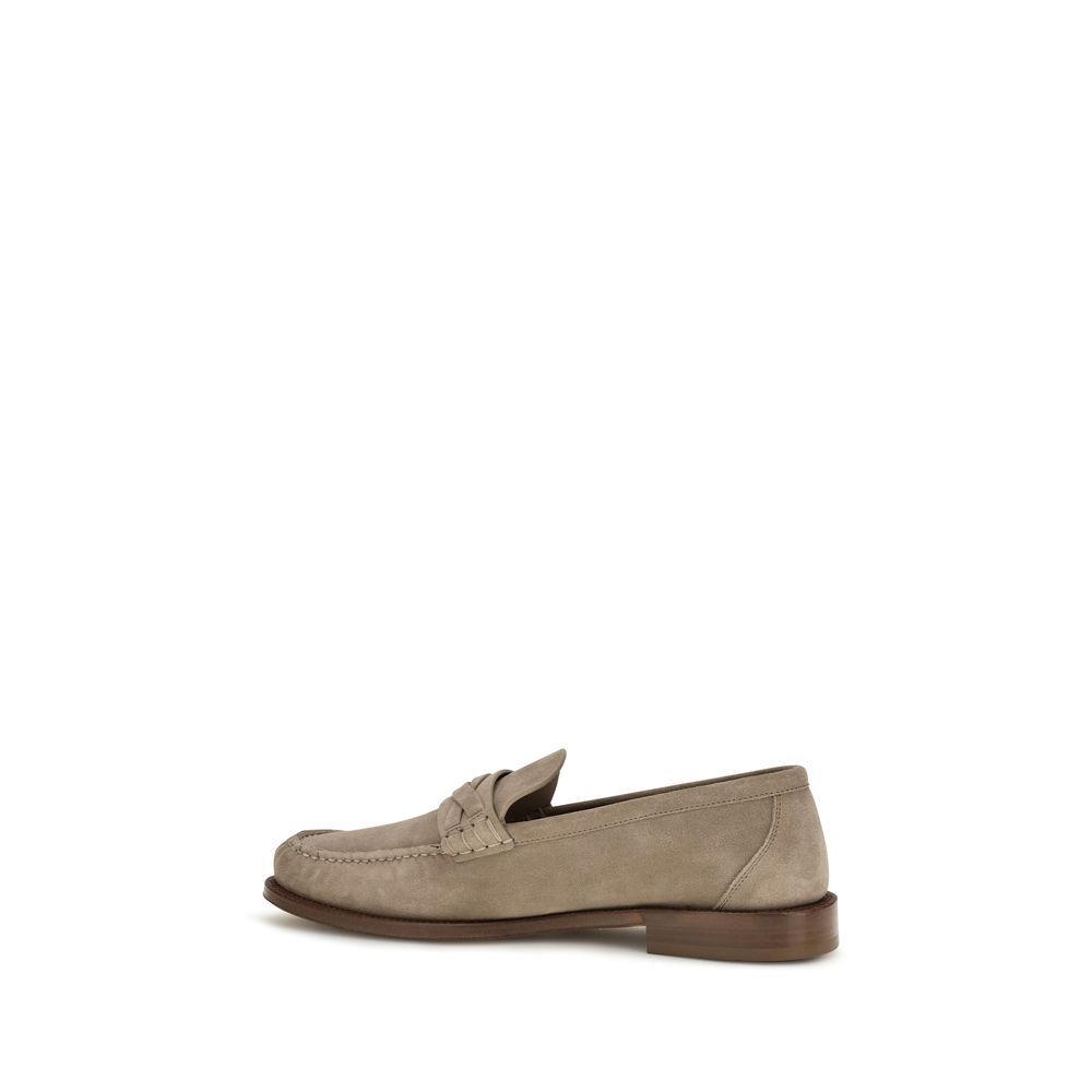 Suede Leather Slip-On Men's Loafers - Brunello Cucinelli - Modalova