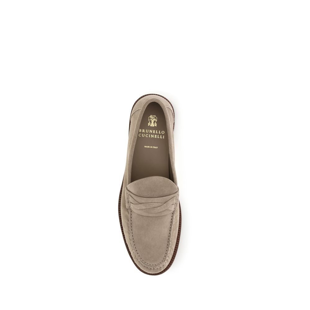 Suede Leather Slip-On Men's Loafers - Brunello Cucinelli - Modalova