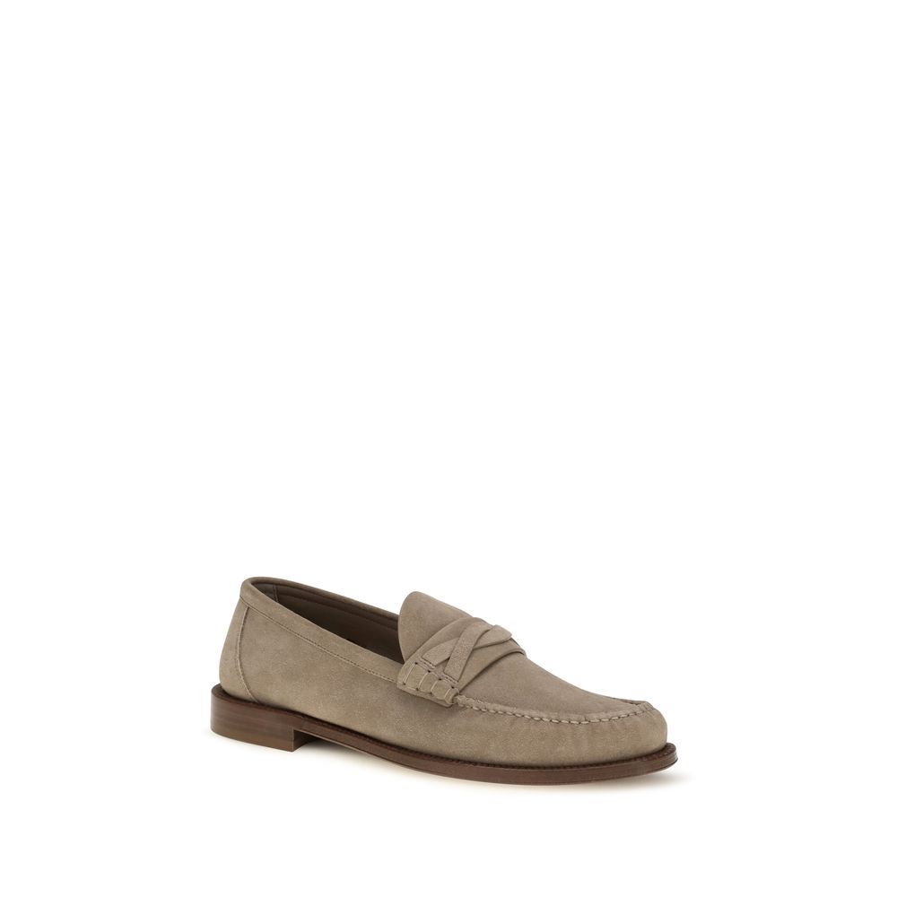 Suede Leather Slip-On Men's Loafers - Brunello Cucinelli - Modalova