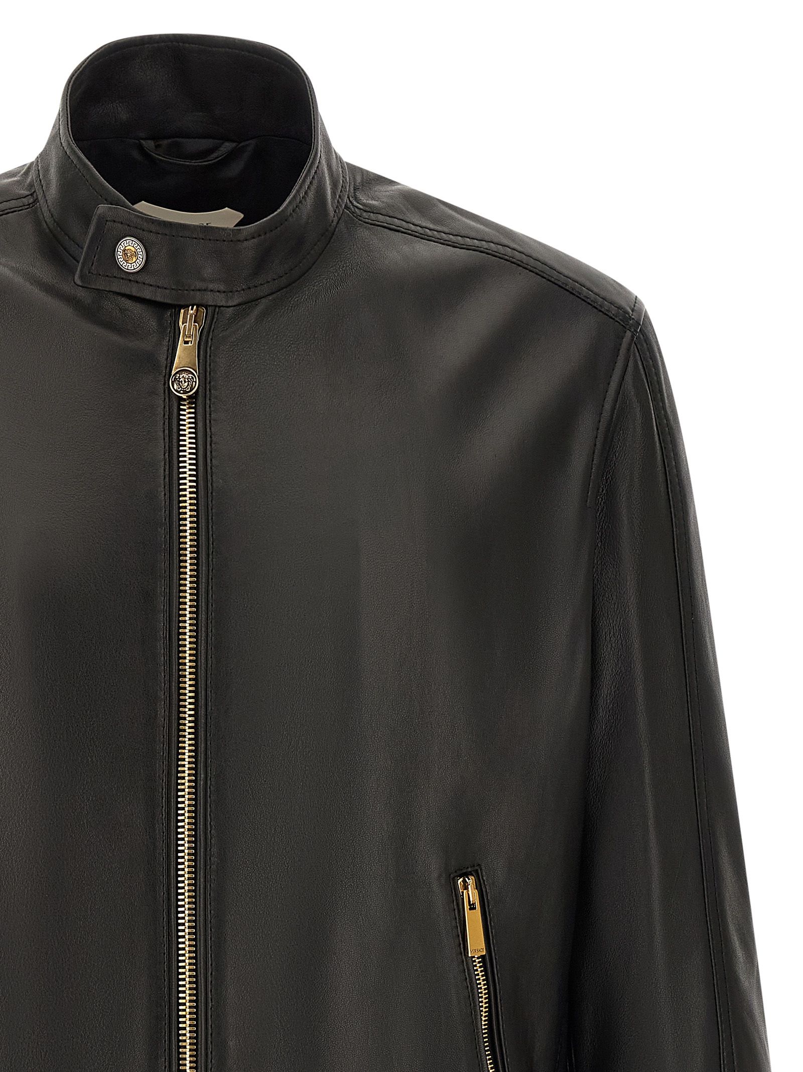 Lamb Leather Leather Men's Jacket - Versace - Modalova