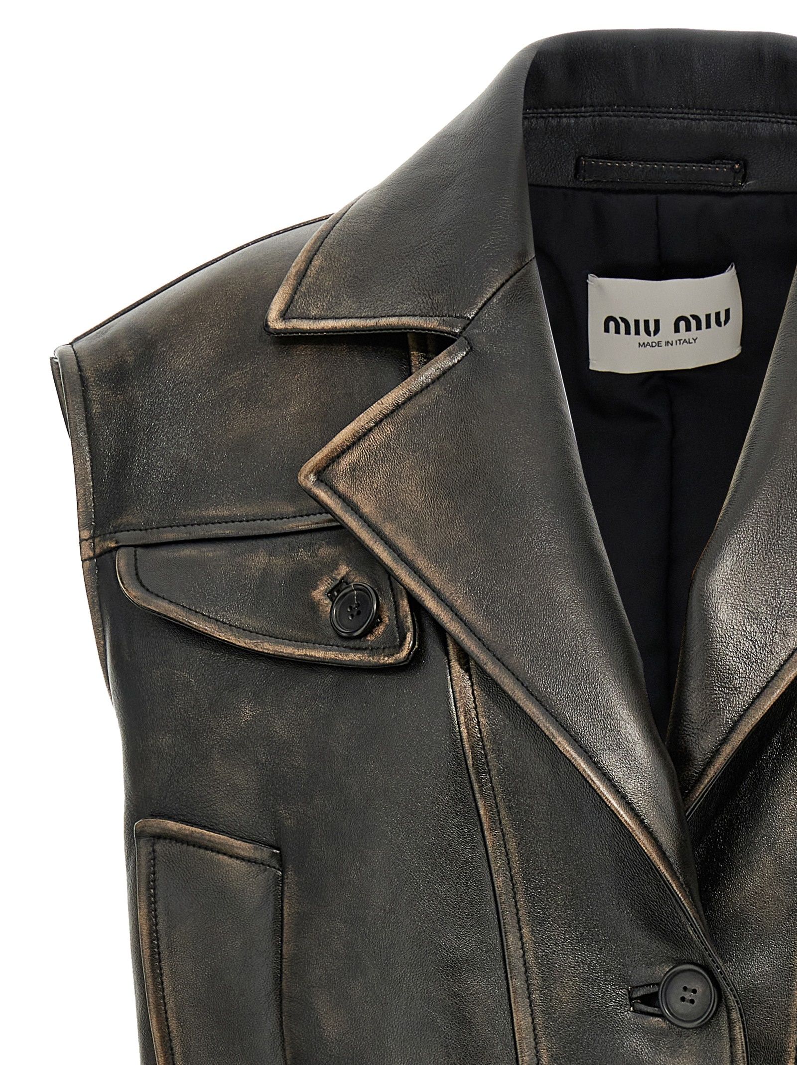 Lamb Leather Sleeveless Women's Jacket - Miu Miu - Modalova