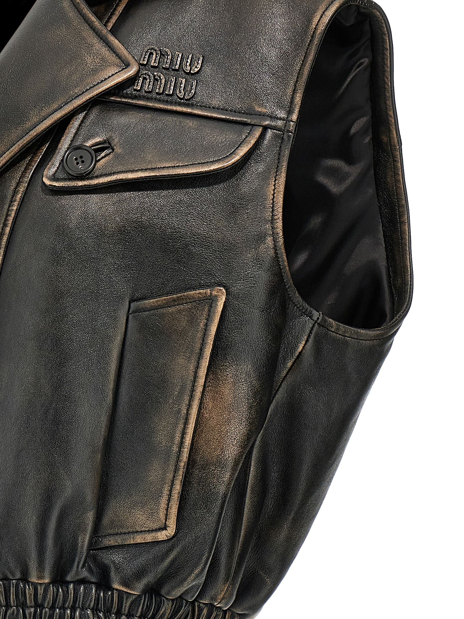 Lamb Leather Sleeveless Women's Jacket - Miu Miu - Modalova