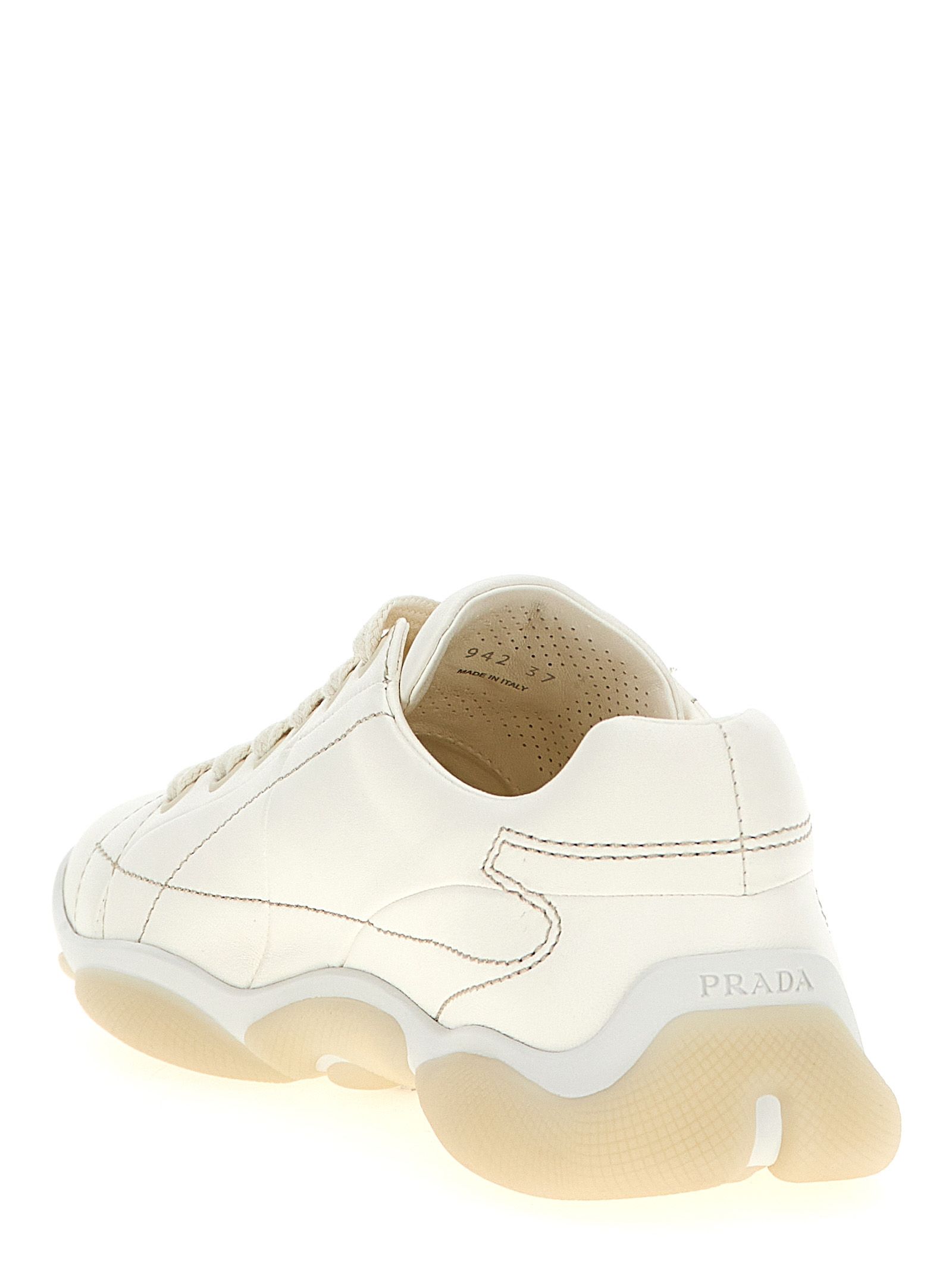 Lamb Leather Low Top Women's Sneakers - Prada - Modalova