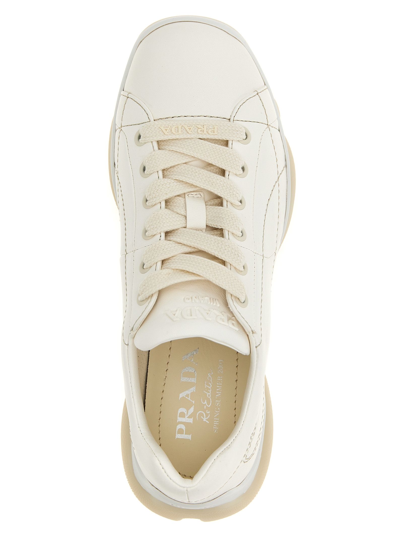 Lamb Leather Low Top Women's Sneakers - Prada - Modalova